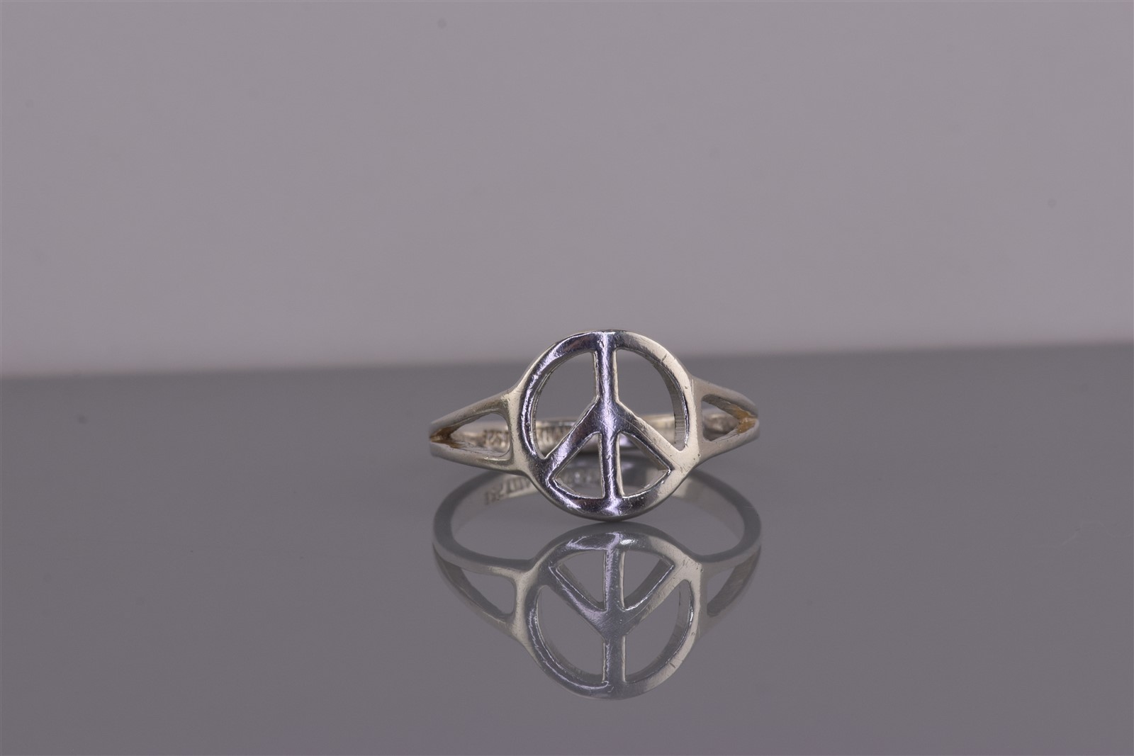Sterling Silver 12mm Open PEACE Symbol Solid Band Ring 925 Sz: 9