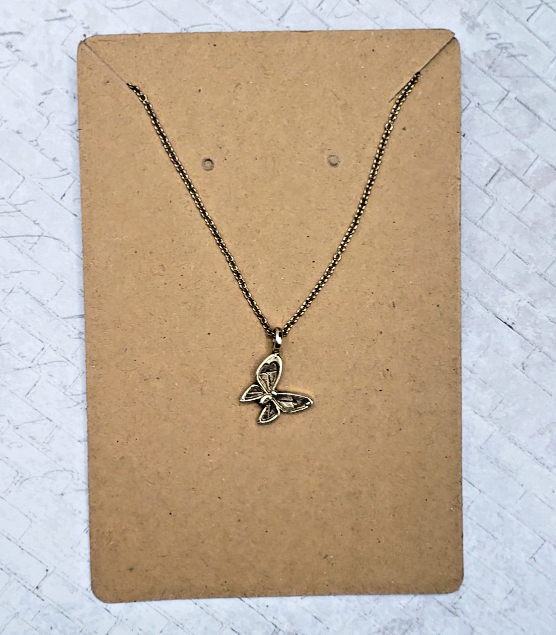 Vintage 925 Sterling Silver Butterfly Pendant Necklace 14K Yellow Gold Filled