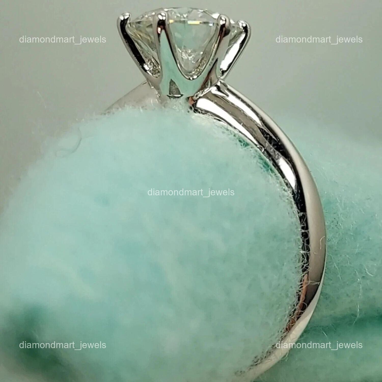 14K Solid White Gold Round Diamond Prong Solitaire Daughter Determined Lady Ring