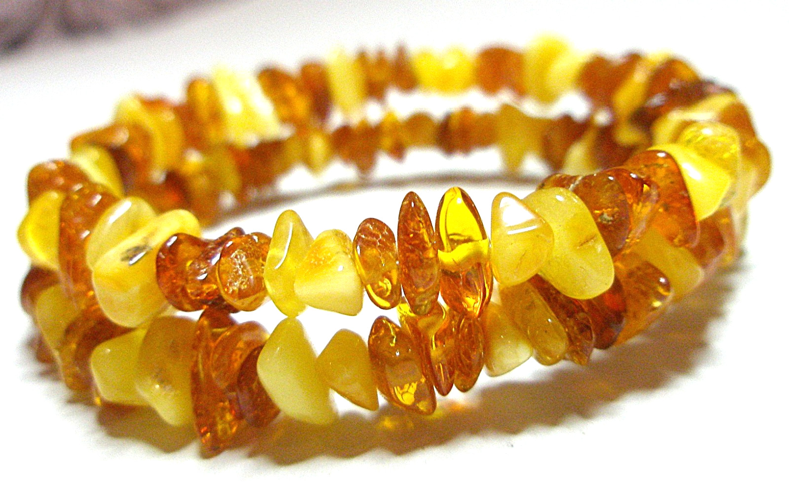 Genuine Baltic Amber Bracelet Women’s Memory wire Egg Yolk Cognac Adjustable