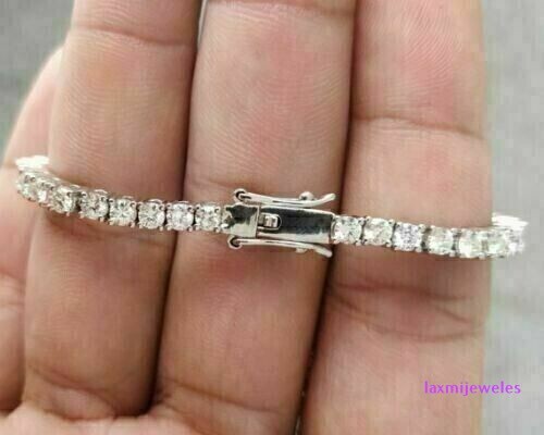Round Cut 3.50 Ct Lab-Created Diamond Tennis Bracelet 14K White Gold Over Link