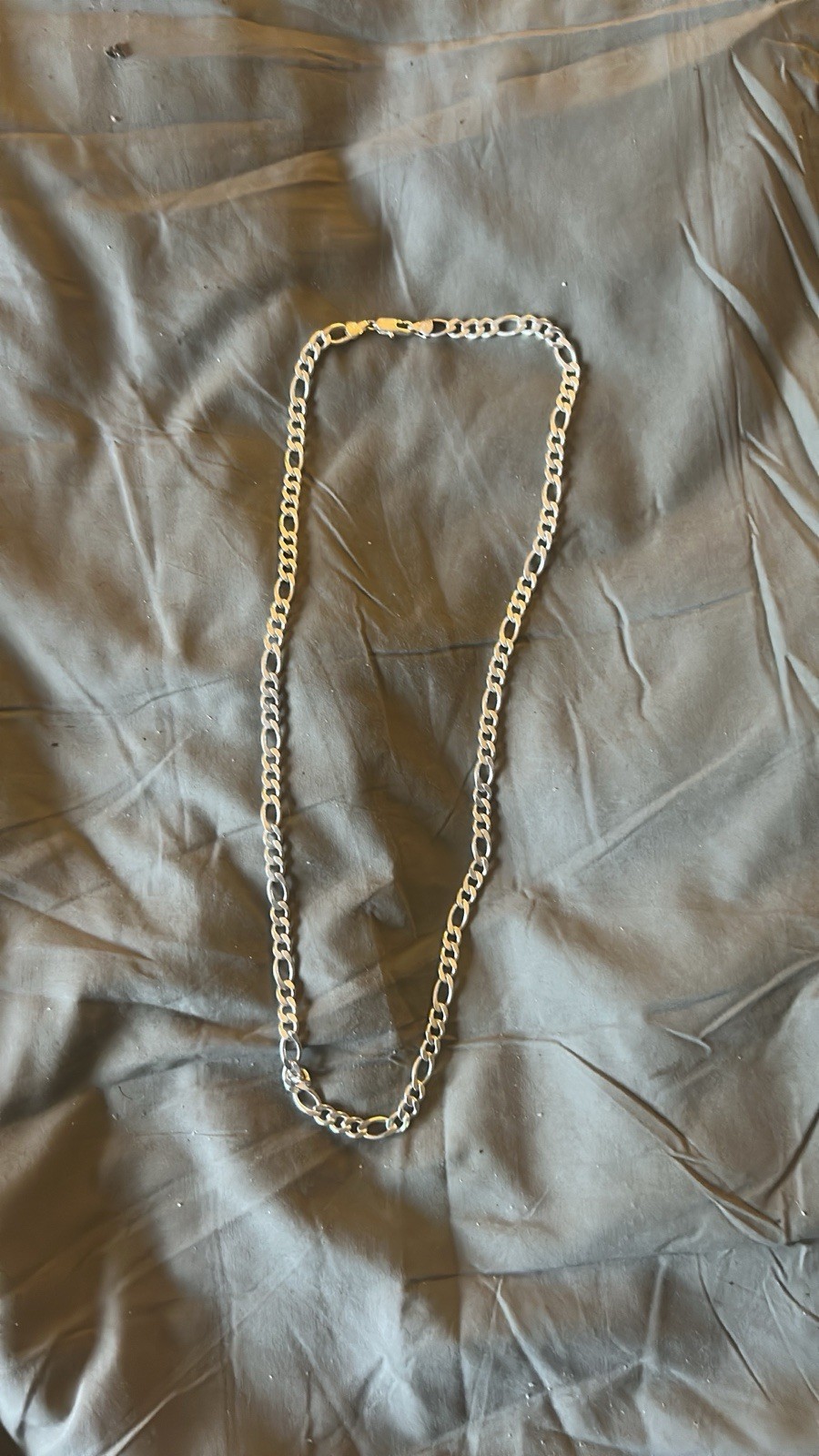 Solid Sterling Silver 925 Figaro Chain Necklace 7mm 24 Inches Made In Italy 925