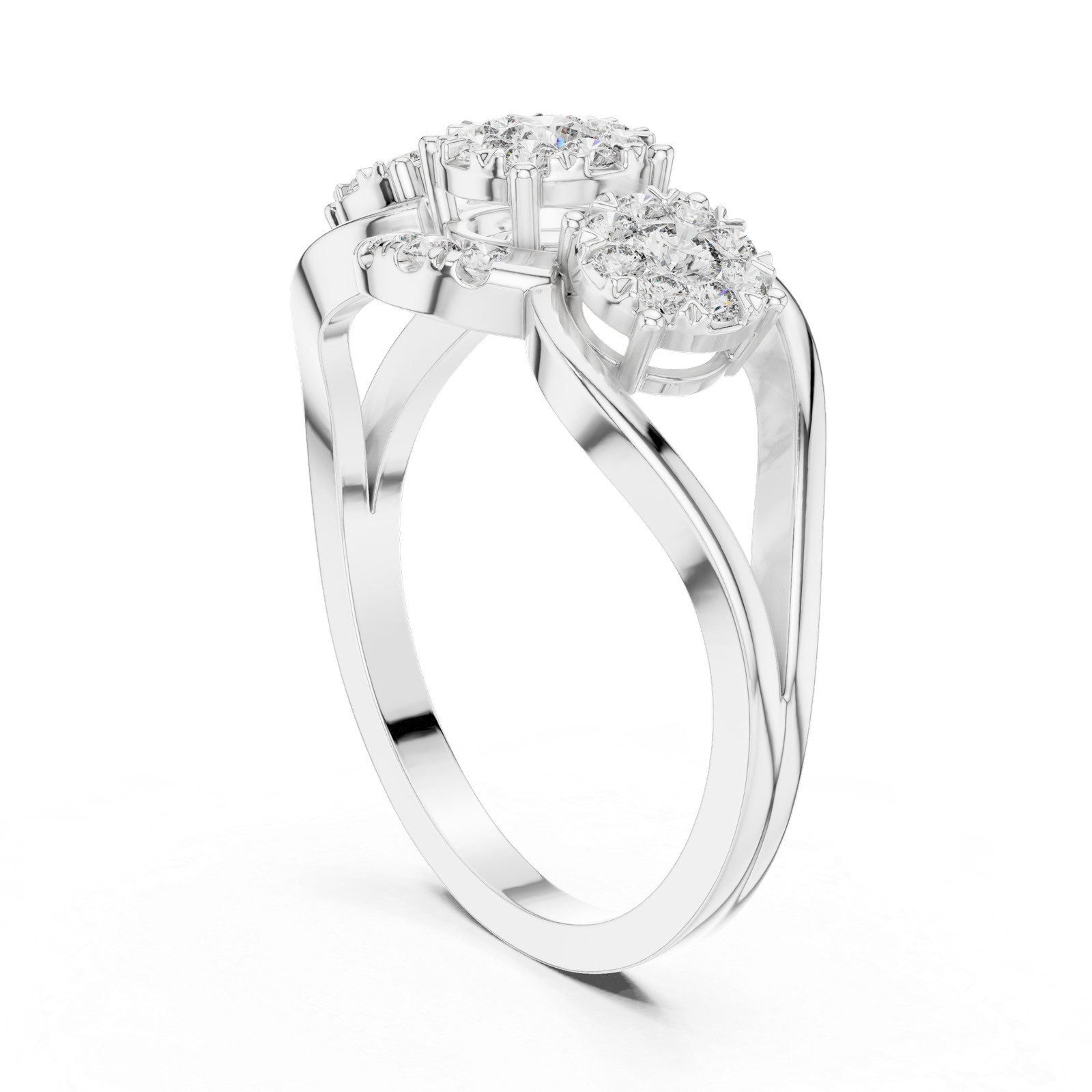 Certfied 35 Pc Round VVS1 White Diamond Designer Wedding Ring 925 Silver G324
