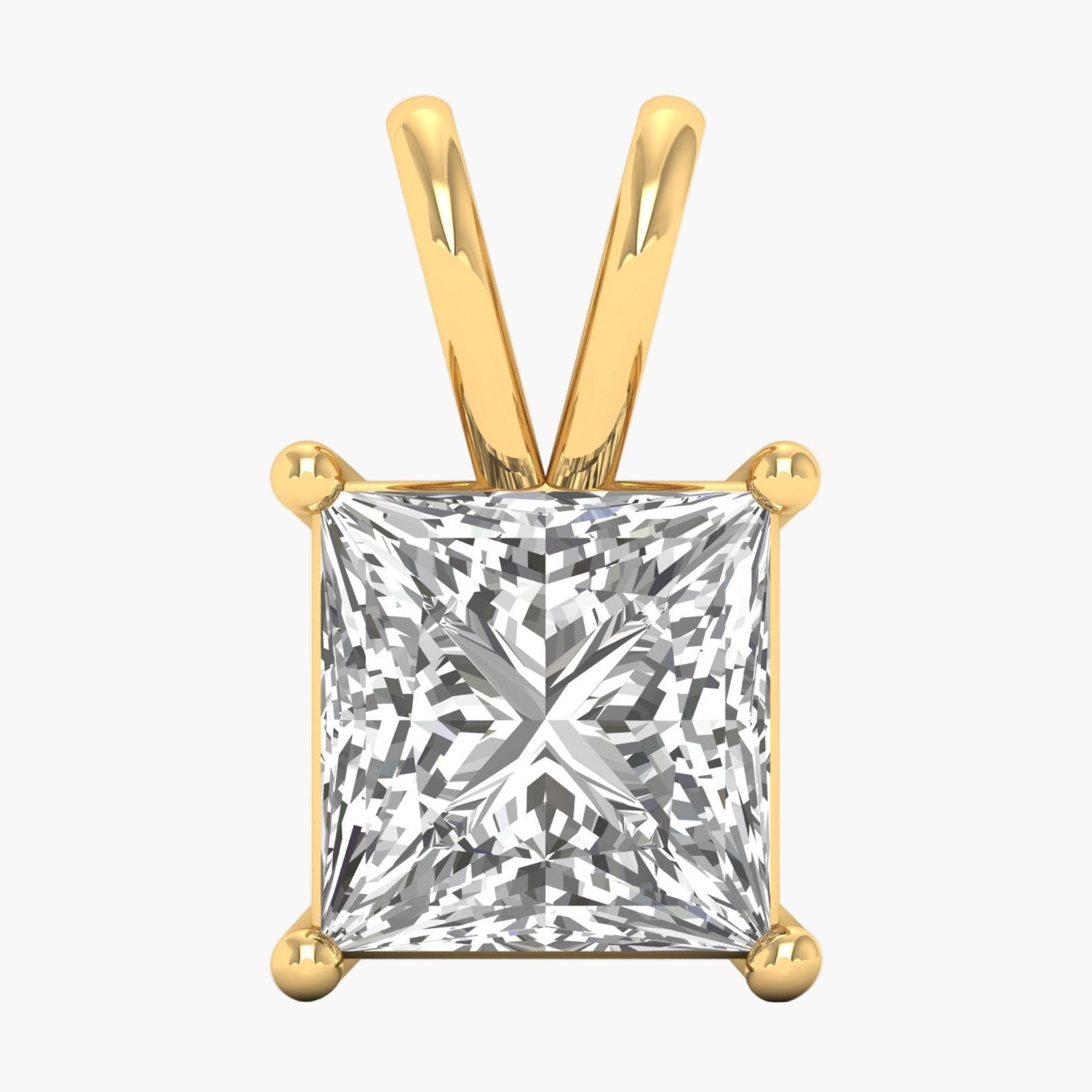 2.54 CT Square Cut E VS1 Lab Created Diamond 14kt Yellow Gold Pendants