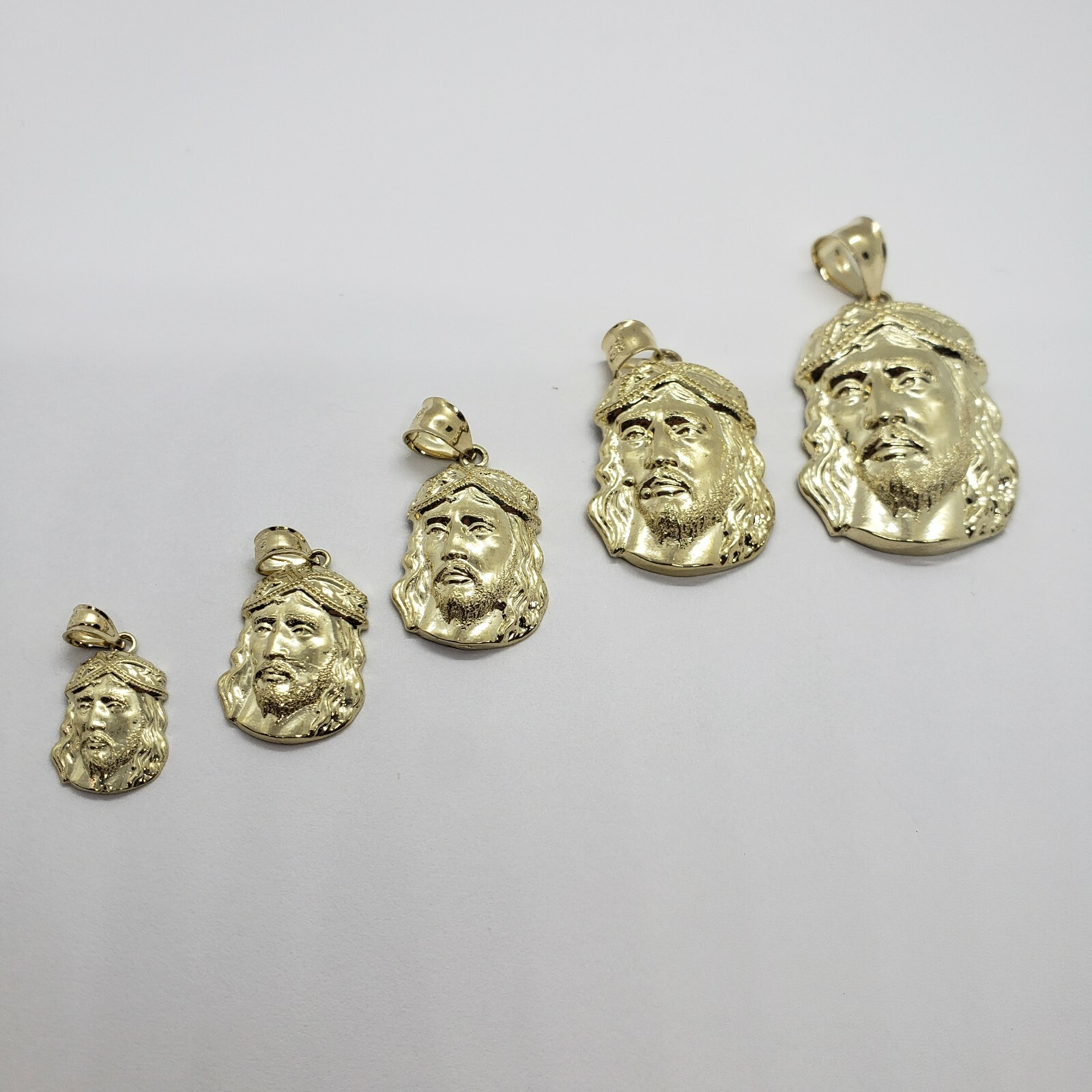 Authentic 10K Yellow Gold Diamond Cut Jesus Face Pendant Charm Left Right Styles
