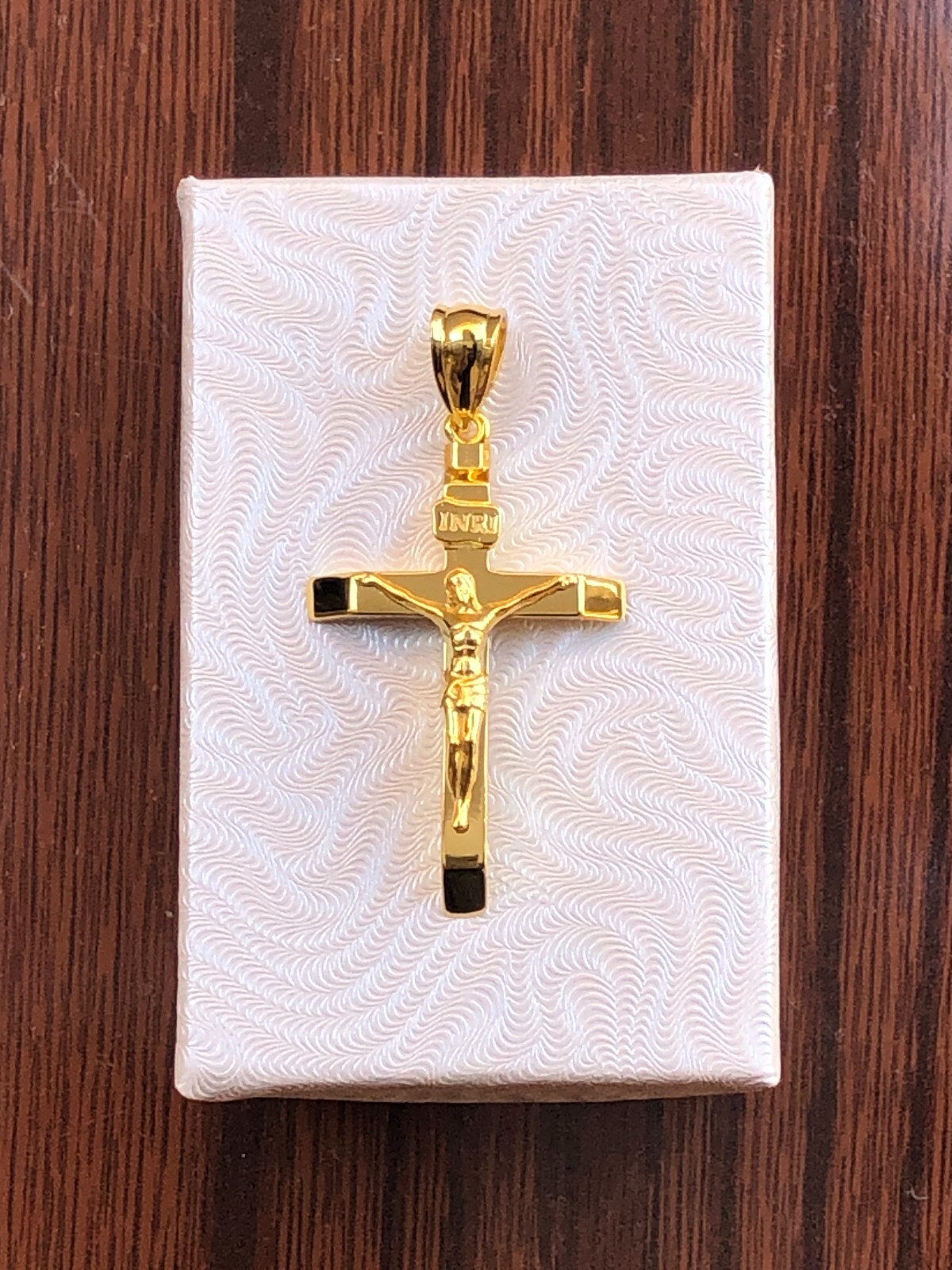 925 Sterling Silver Plain Gold Crucifix Jesus Cros Pendant Men 34.5mm1.36″/44mm