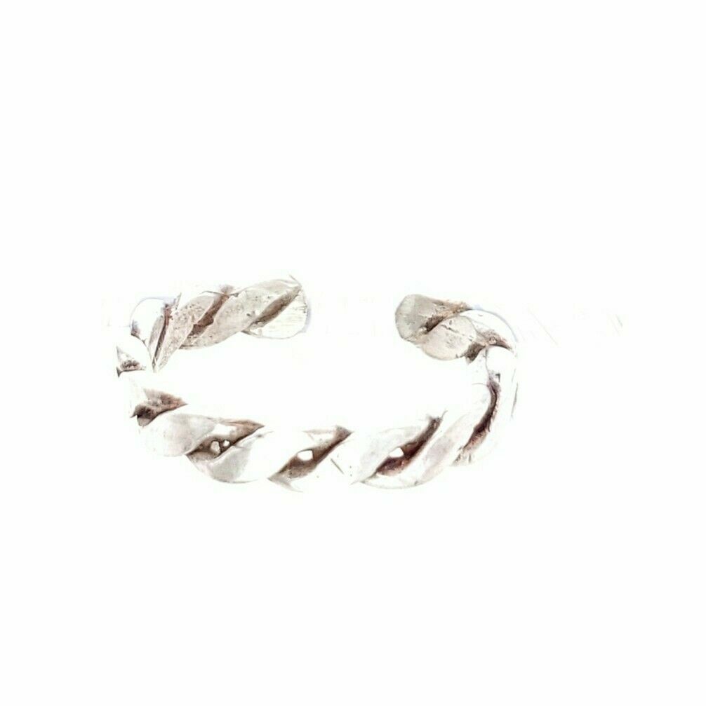 .925 Solid Sterling Silver Braided Twist Toe Ring – Adjustable One Size Fits All