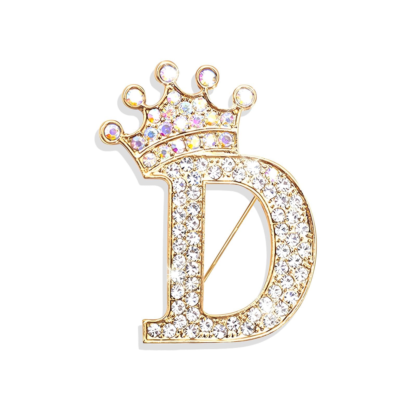 Gold Brooches and Pins for Women A-Z Letter Rhinestone Brooch Pins Gold Ini – 09