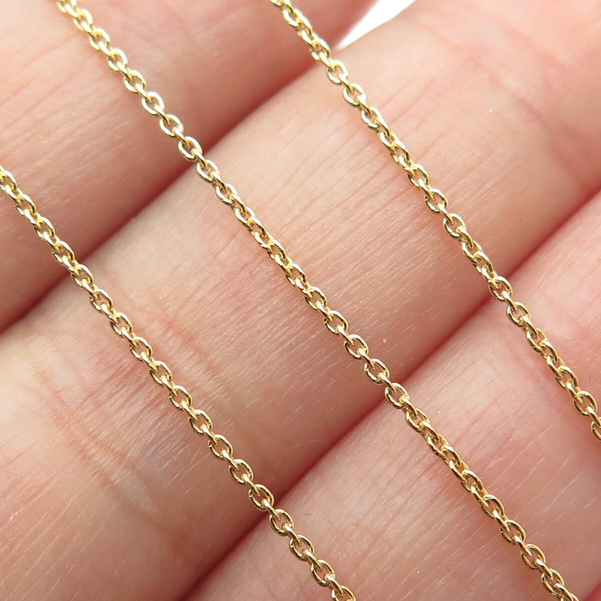 925 Sterling Silver Gold Plated Italy Cable Chain Necklace 14-15″