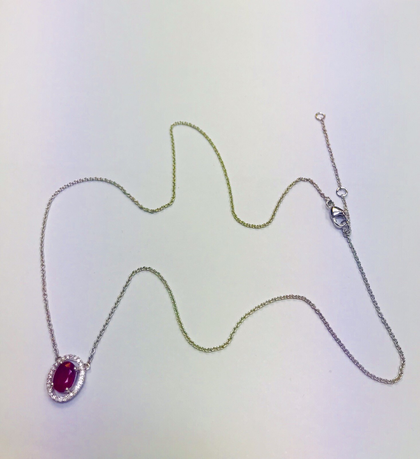 RUBY & DIAMOND 18CT WHITE GOLD PENDANT & EARRING SET