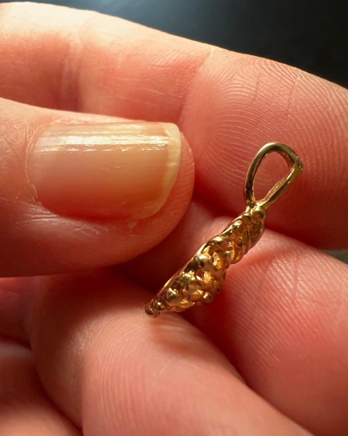 VTG 14k Solid Yellow Gold Nautilus Conch Shell Seashell Necklace Charm Pendant