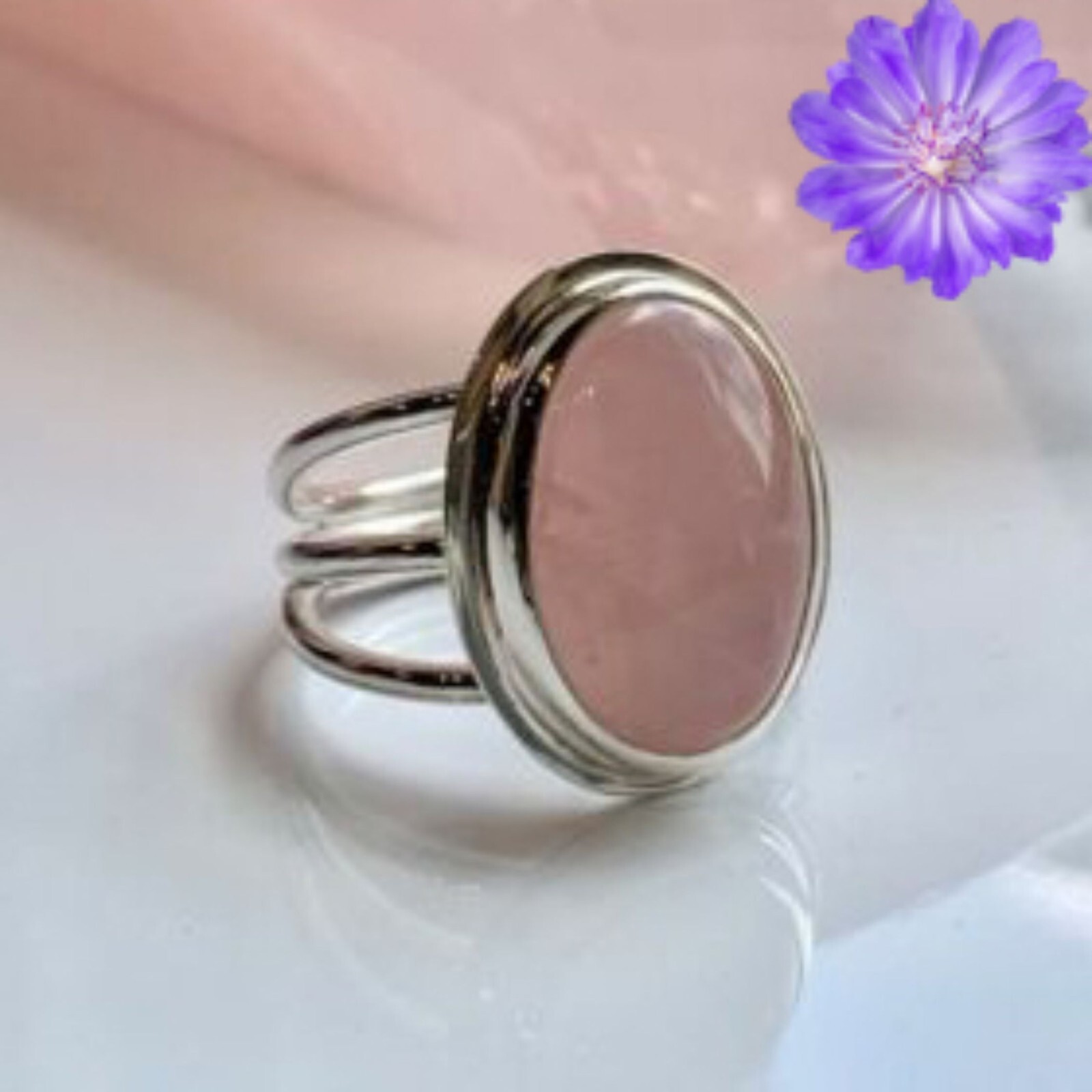 Rose Quartz Gemstone 925 Sterling Silver Ring Handmade Jewelry Ring For Gift