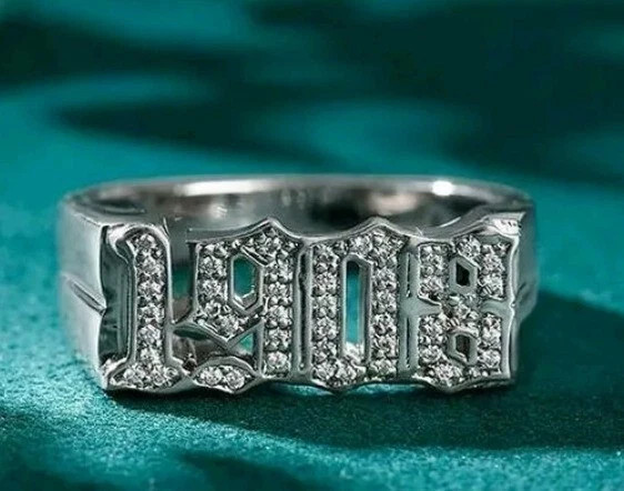 1 Ct Round Cut Lab-Created Diamond Men’s Number/Year Ring 14K White Gold Plated