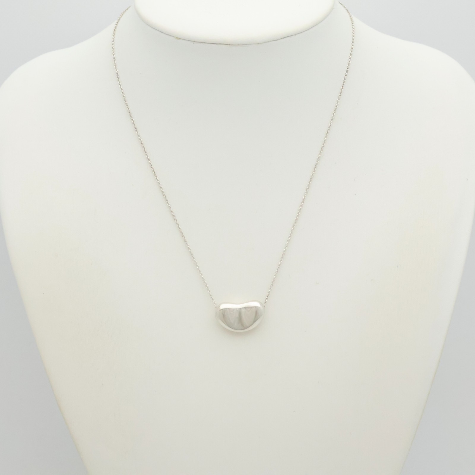 Authentic Tiffany & Co. Peretti Large 19mm Bean Necklace 16.1″ Silver w/Pouch