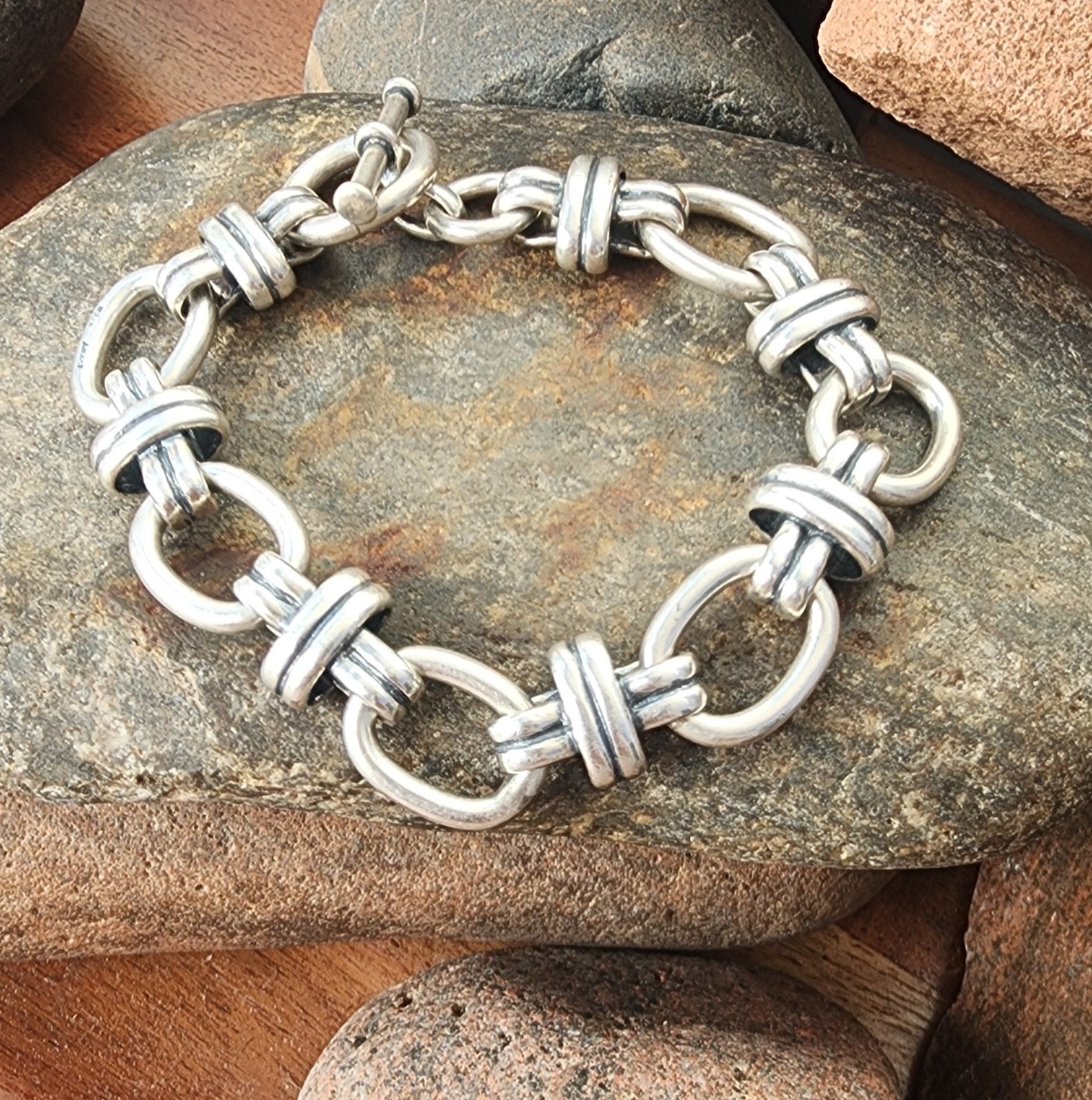 Retired James Avery Oval Link Toggle Clasp Bracelet 36.9gr