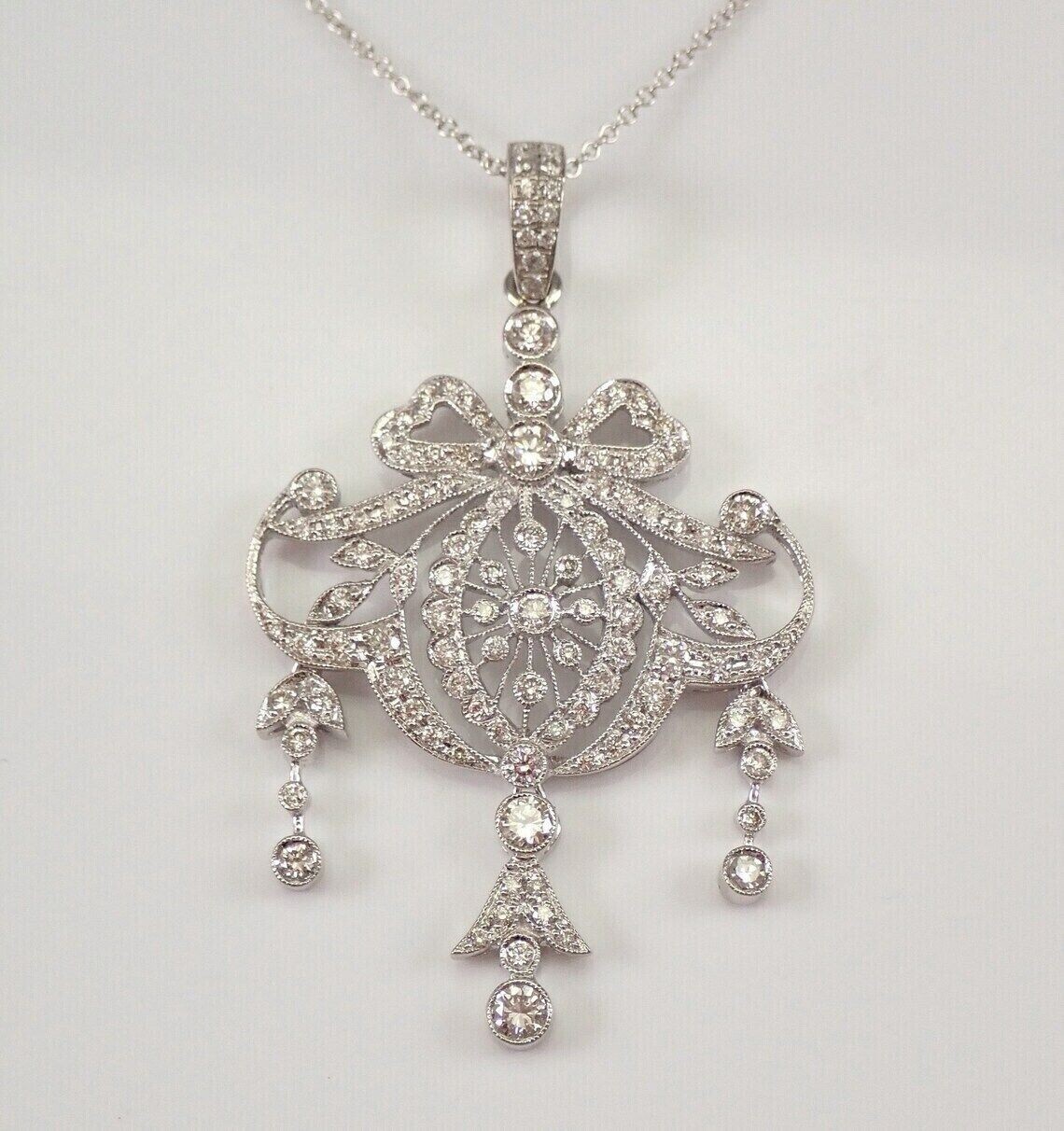 2Ct Lab Created Diamond Drop Pendant Chain 14K White Gold Plated