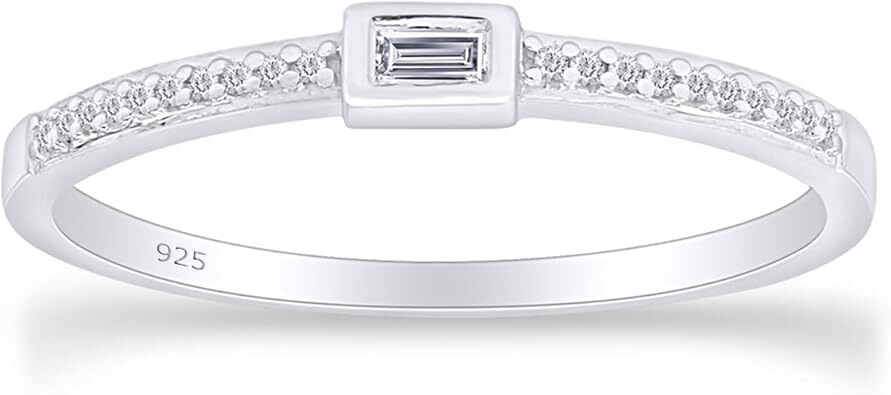 1/10ct Taper & Round Cut Diamond Stackable Band Ring 14k Gold plated Sterling