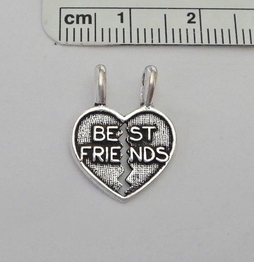 Sterling Silver 14x14mm Best Friends Heart 2 in 1 Divides Charm
