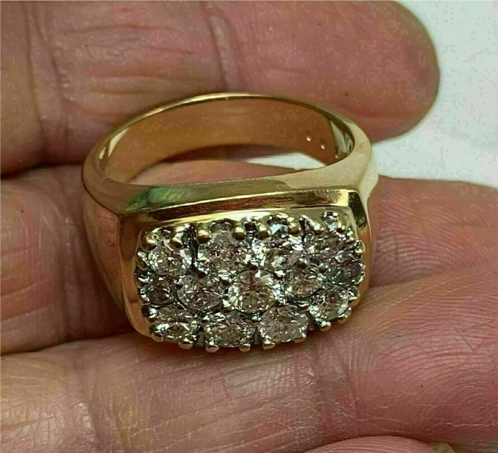 4Ct Round Cut Created Diamond Cluster Men’s 925 Sterling Silver Engagement Ring