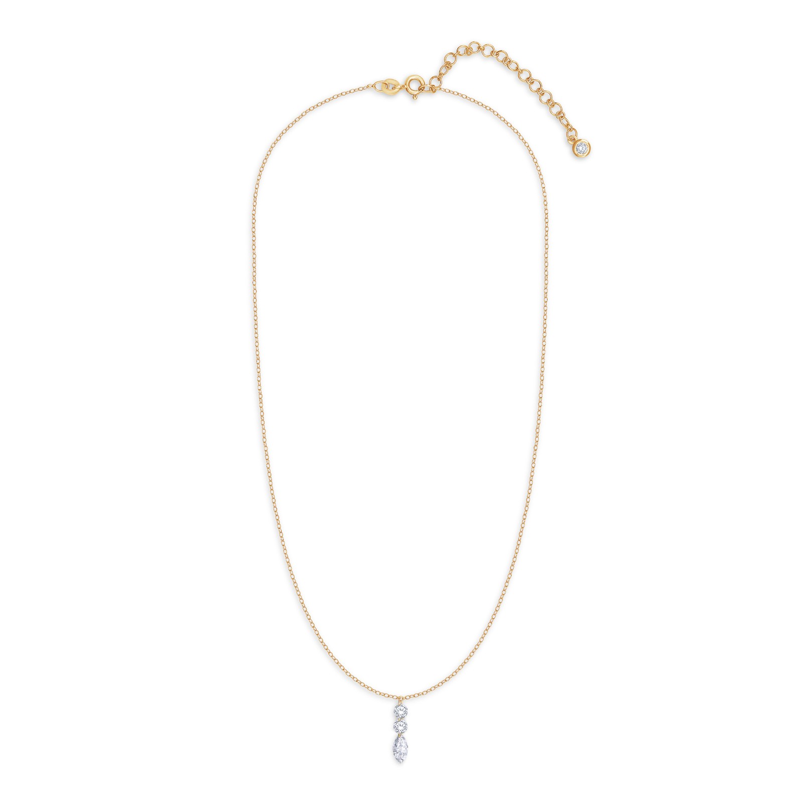 3/5 Ct Marquise & Round Diamond 15″+2″ Chain 14K Yellow Gold Plated Lab Grown
