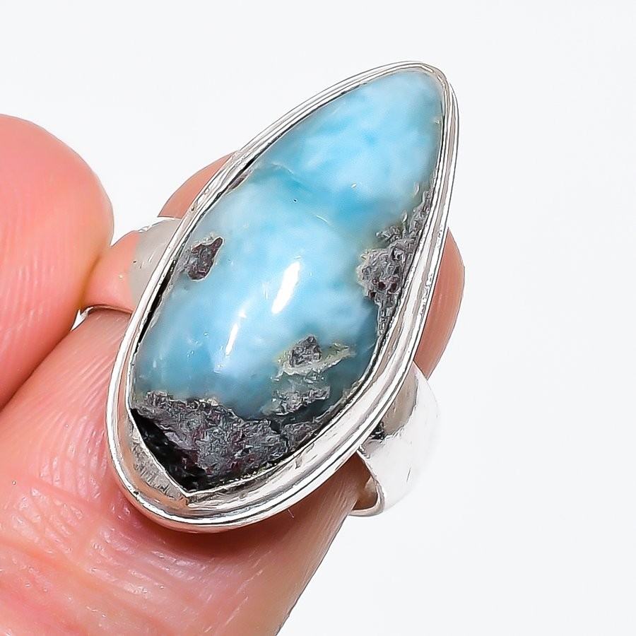Republic Larimar Gemstone 925 Sterling Silver Jewelry Ring Size 6.5 V110