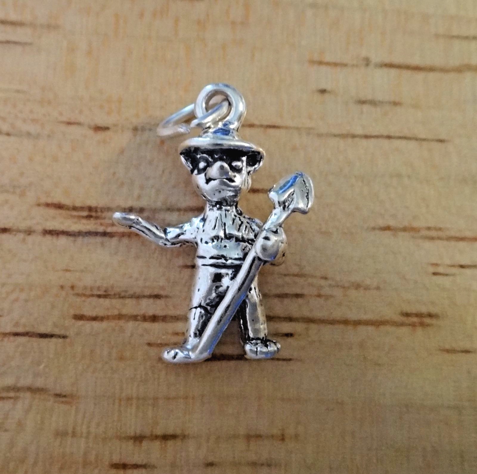 Sterling Silver 3D 19x13mm Smokey the Bear with Shovel Yellowstone Charm