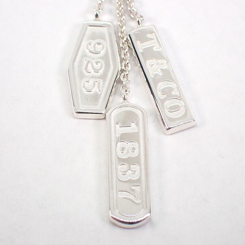 Tiffany & Co. Sterling Silver 1837 Element 3 Bar Pendant Chain Necklace