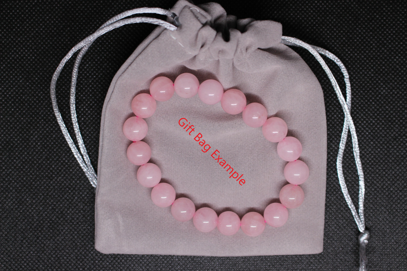 5A Natural Smooth Rose Quartz Stone Elastic Bracelet Gif Bag Digital Certificate