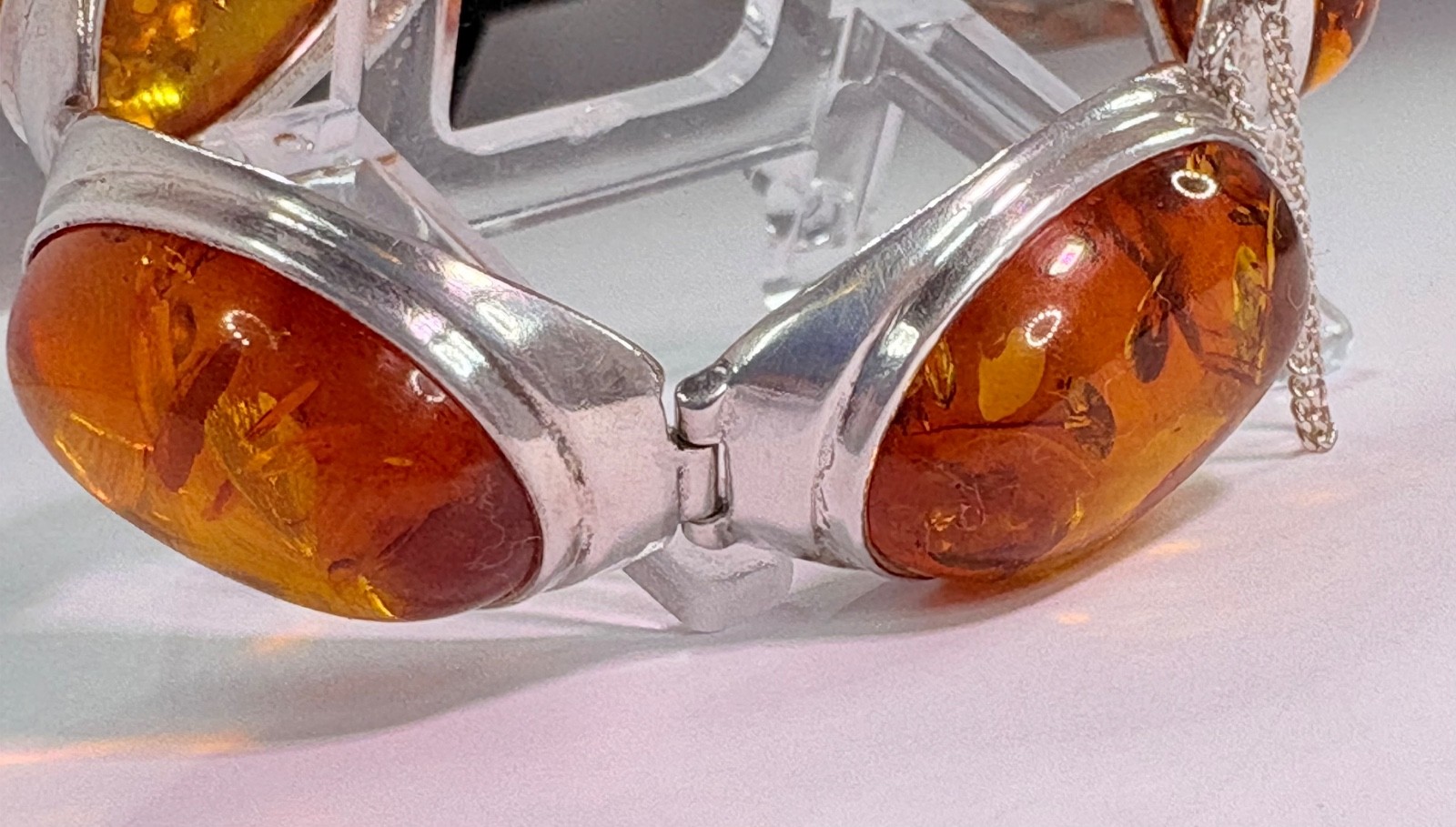 🔶 Excellent VTG Sterling Silver & Natural Amber 5 Piece Matching Set