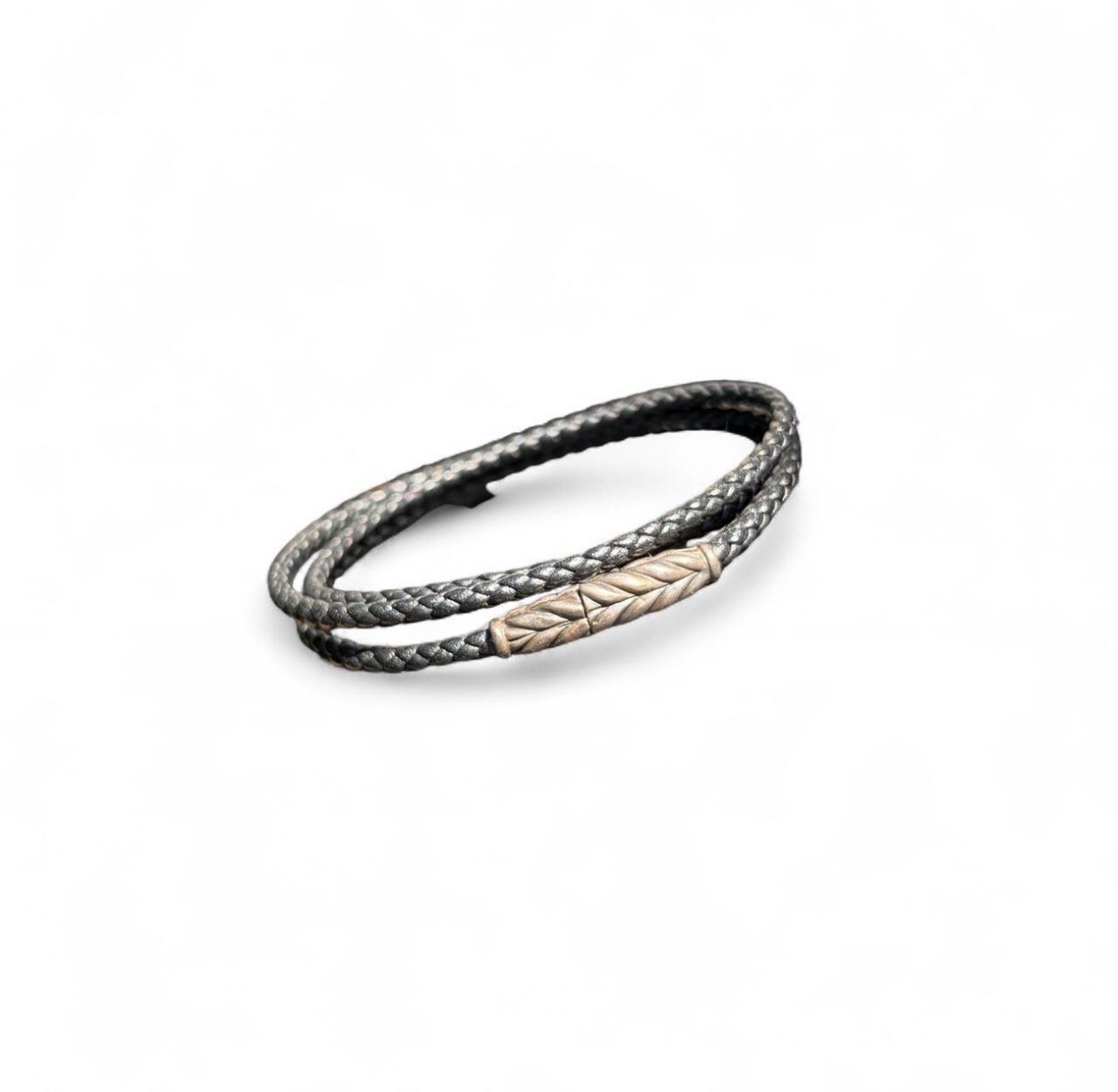 David Yurman 925 Sterling Silver Chevron Triple Wrap Bracelet Black