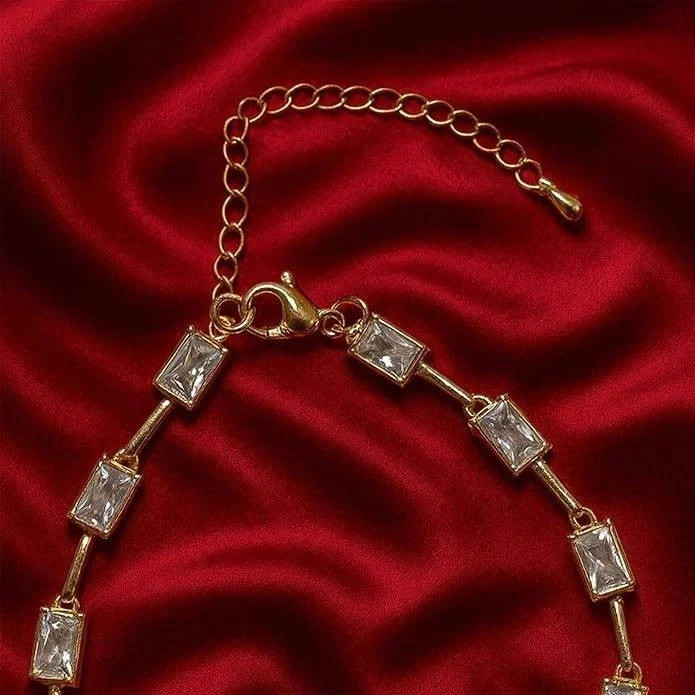 9CT Emerald Cut Lab Created Diamond Women Tennis Necklace 14k Yellow Gold Plated