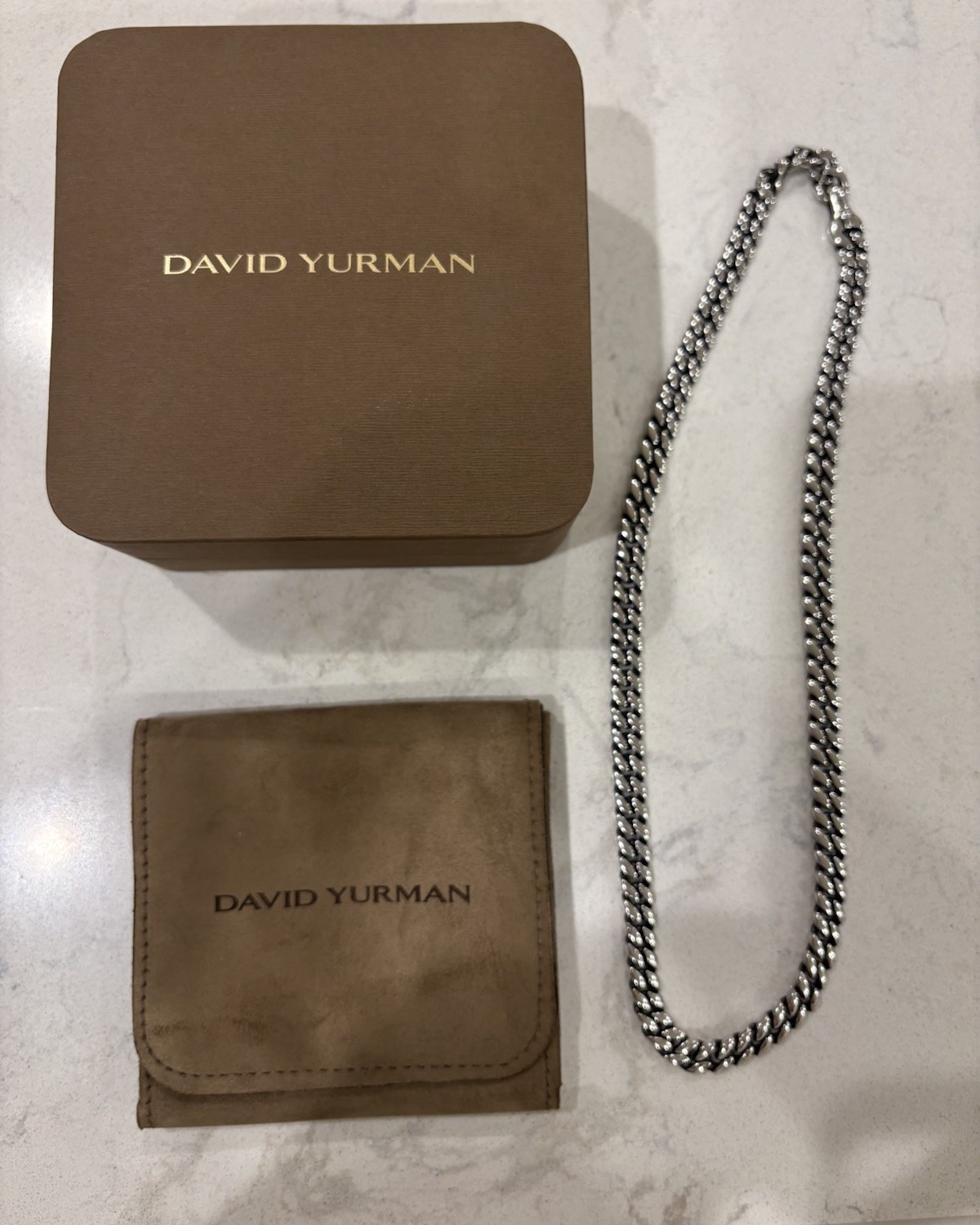 David Yurman 8mm Curb Chain With Pouch And Box