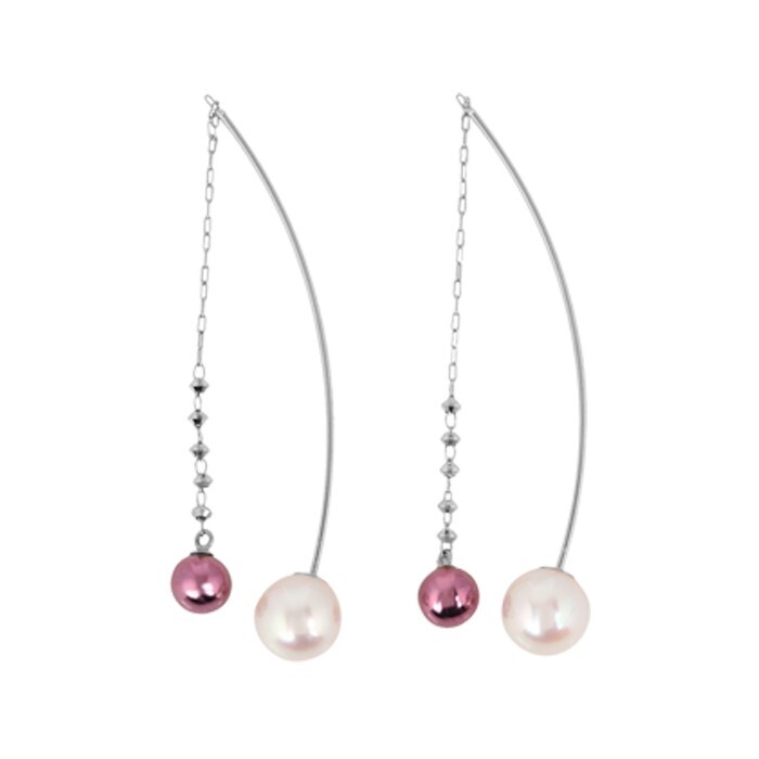 18K Purple Gold & 18K White Gold Akoya Pearl Earrings | Made in Japan