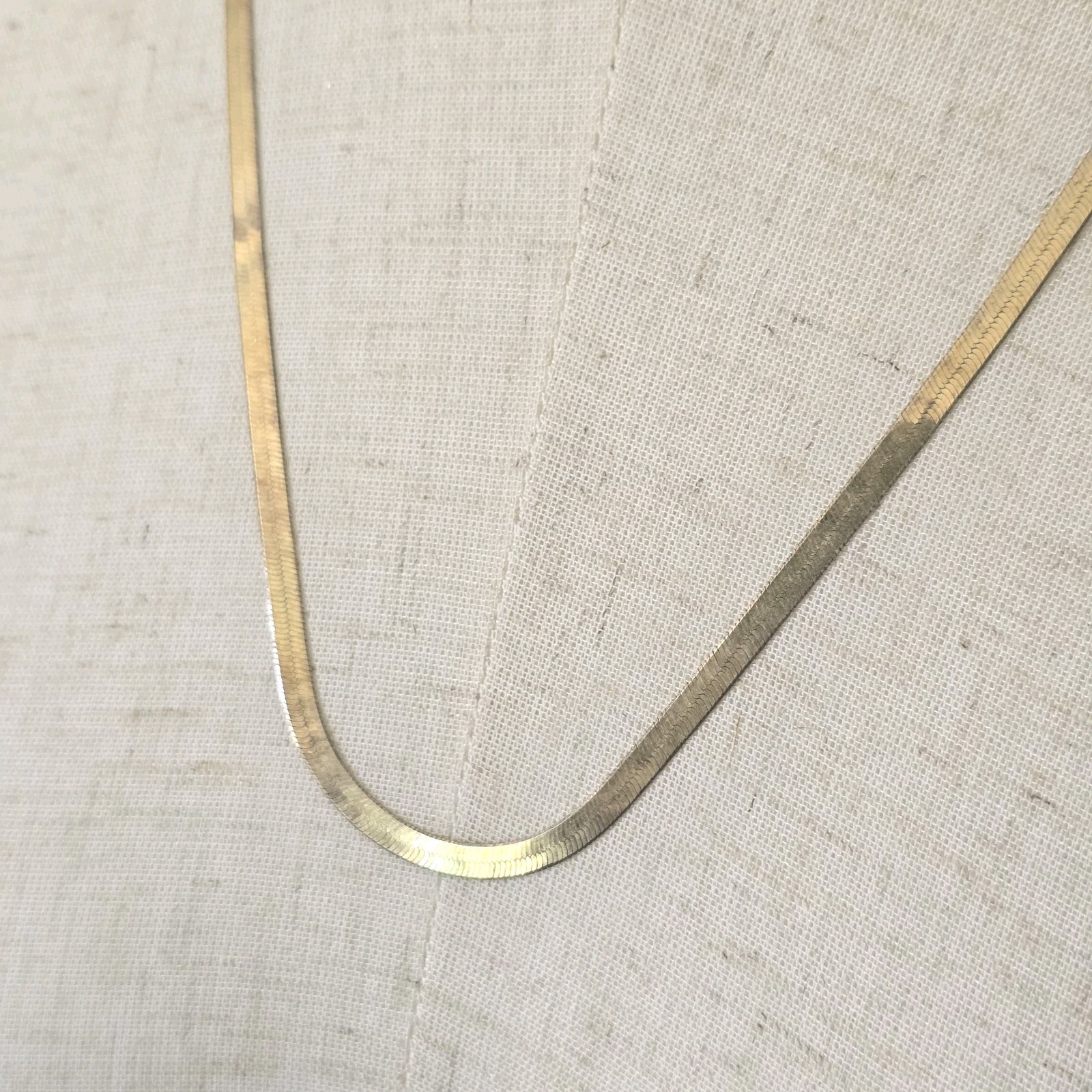 Vermeil Gold over 925 Sterling Herringbone Chain Necklace 22 inches 3mm Italy SU