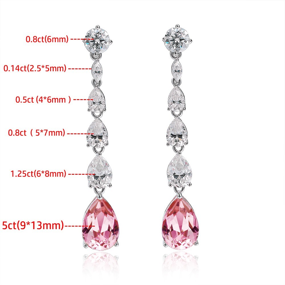 Pear Cut Padparadscha Lab Grown Diamond Drop Dangle Earrings 925 Sterling Silver