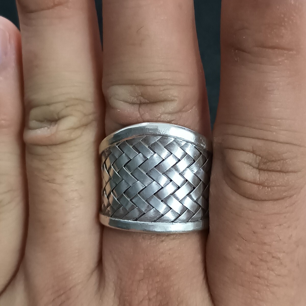 FINE SOLID SILVER RING FIXED SIZE VINTAGE 9g BOTTOM CUT WELLE BAND #RR094