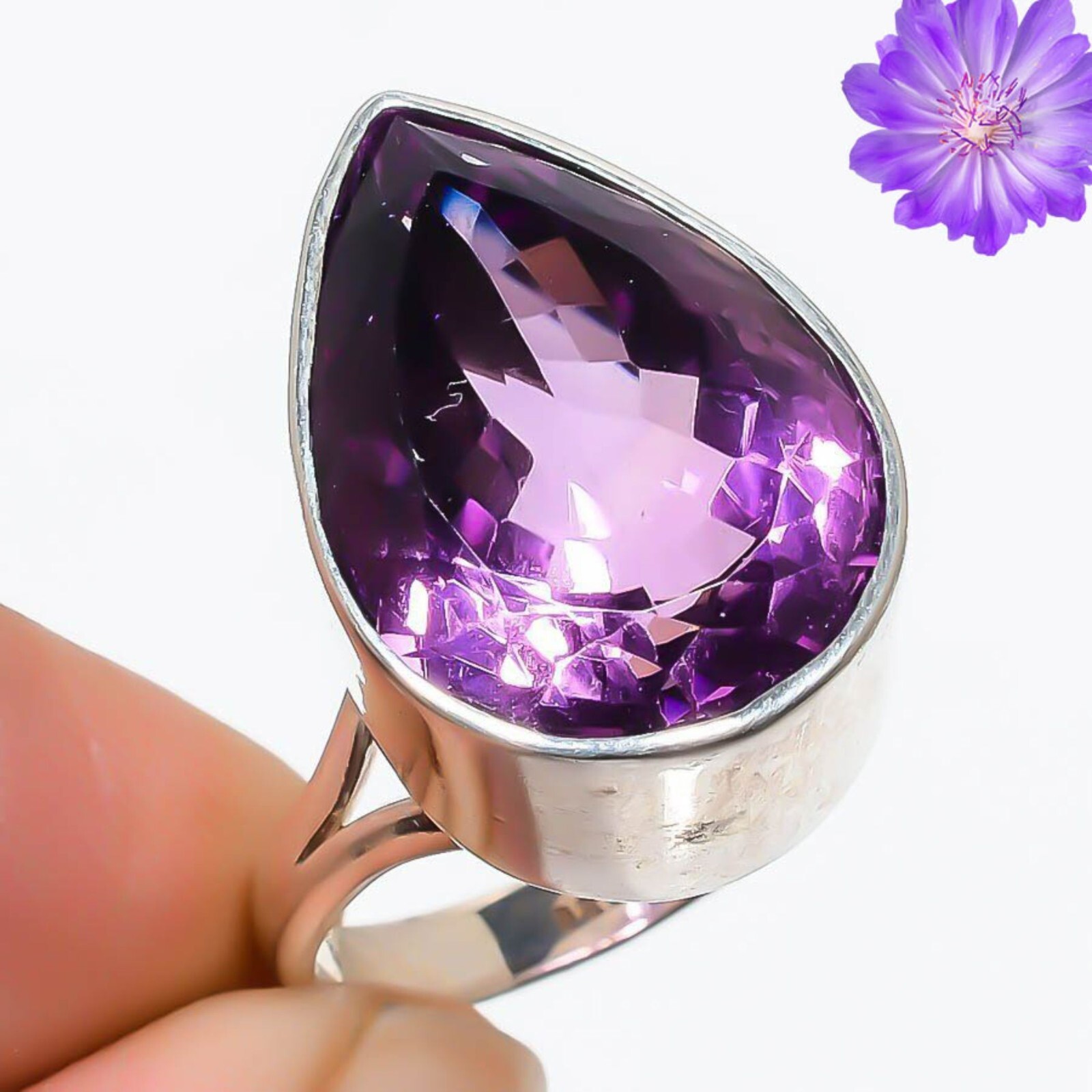 Amethyst Gemstone 925 Sterling Silver Ring Handmade Jewelry Ring For Gift