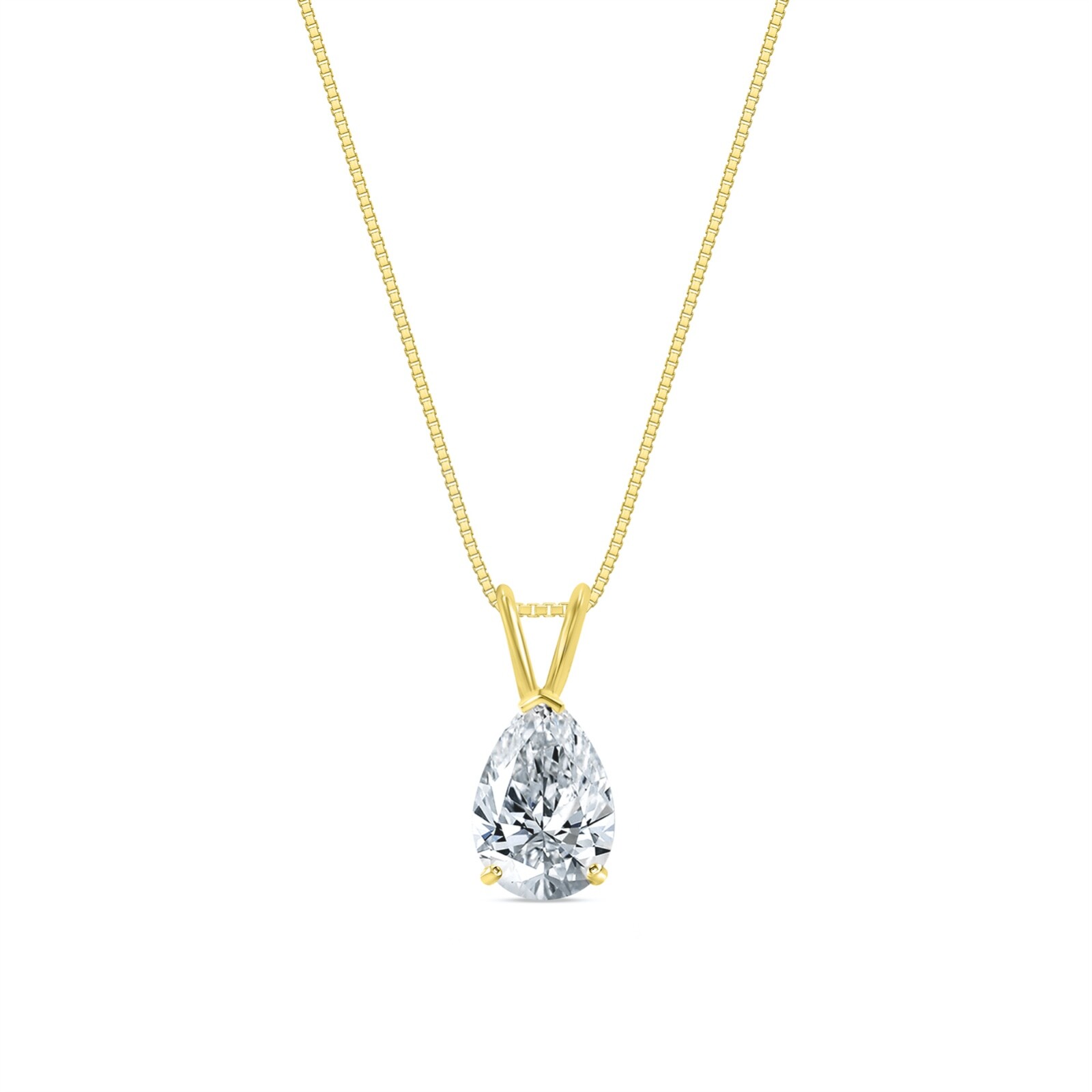 IGI E/VVS 5 Ct Pear Lab Grown Diamond Pendant Necklace Solid 14K Yellow Gold 16″