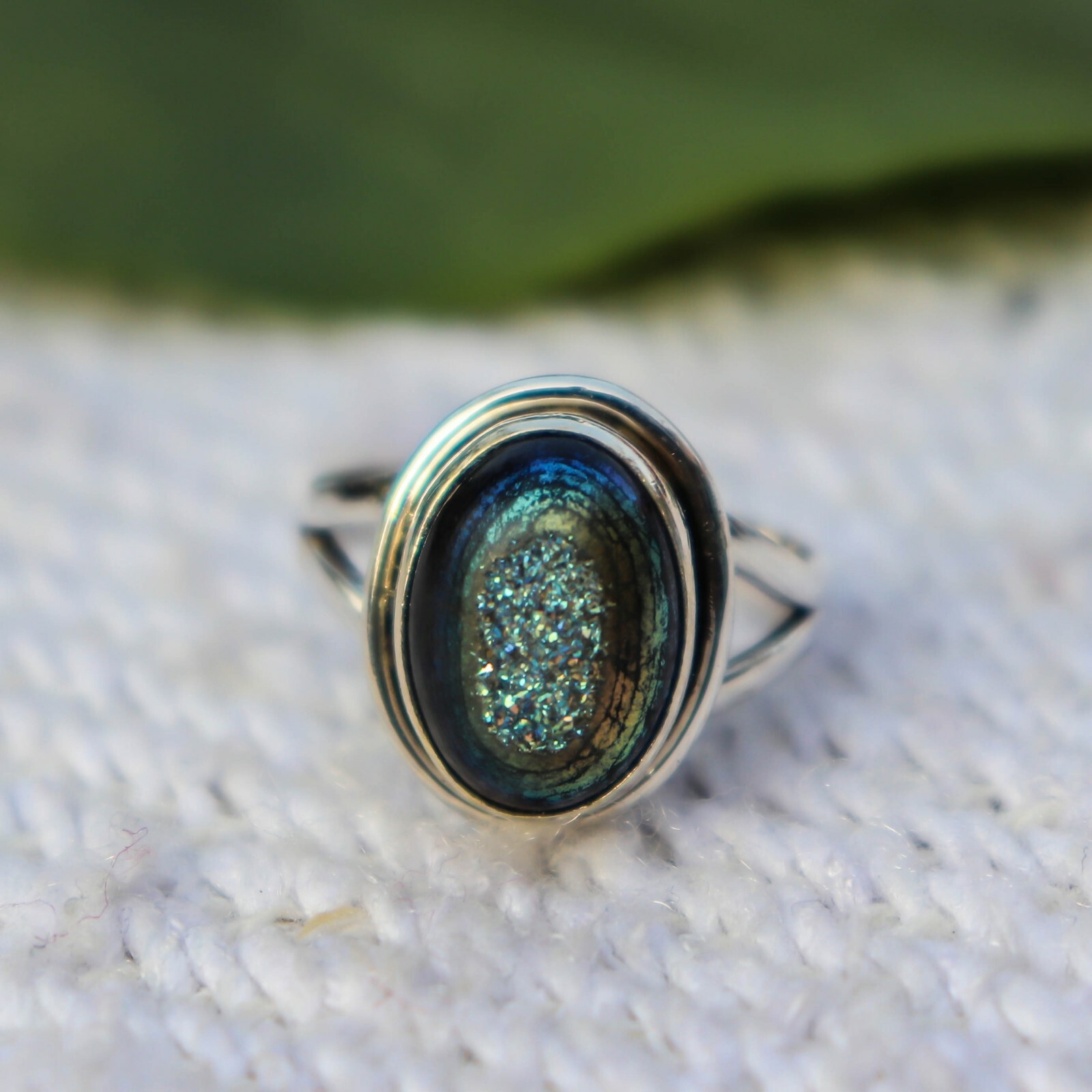 TITANIUM DRZUY NATURAL GEMSTONE 925 SOLID STERLING SILVER HANDMADE JEWELRY RING