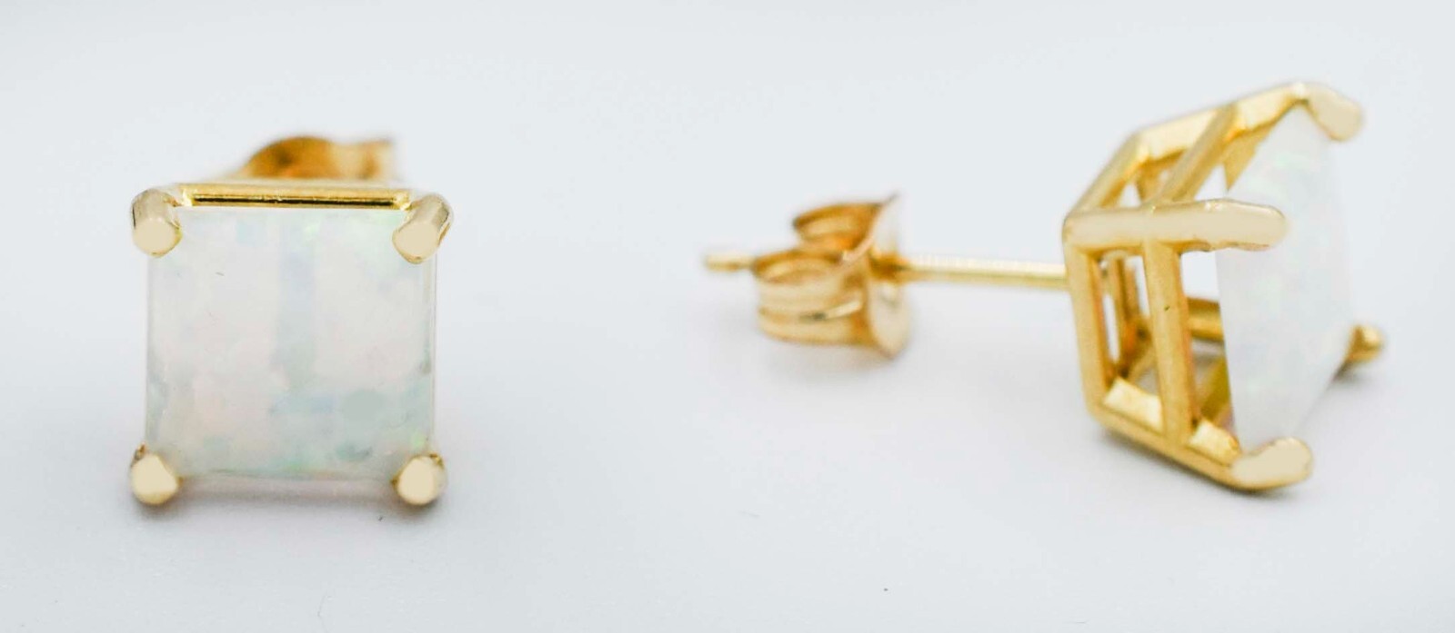 GENUINE 1.30 Cts OPAL STUD EARRINGS 14k GOLD – Free Appraisal – MADE IN USA