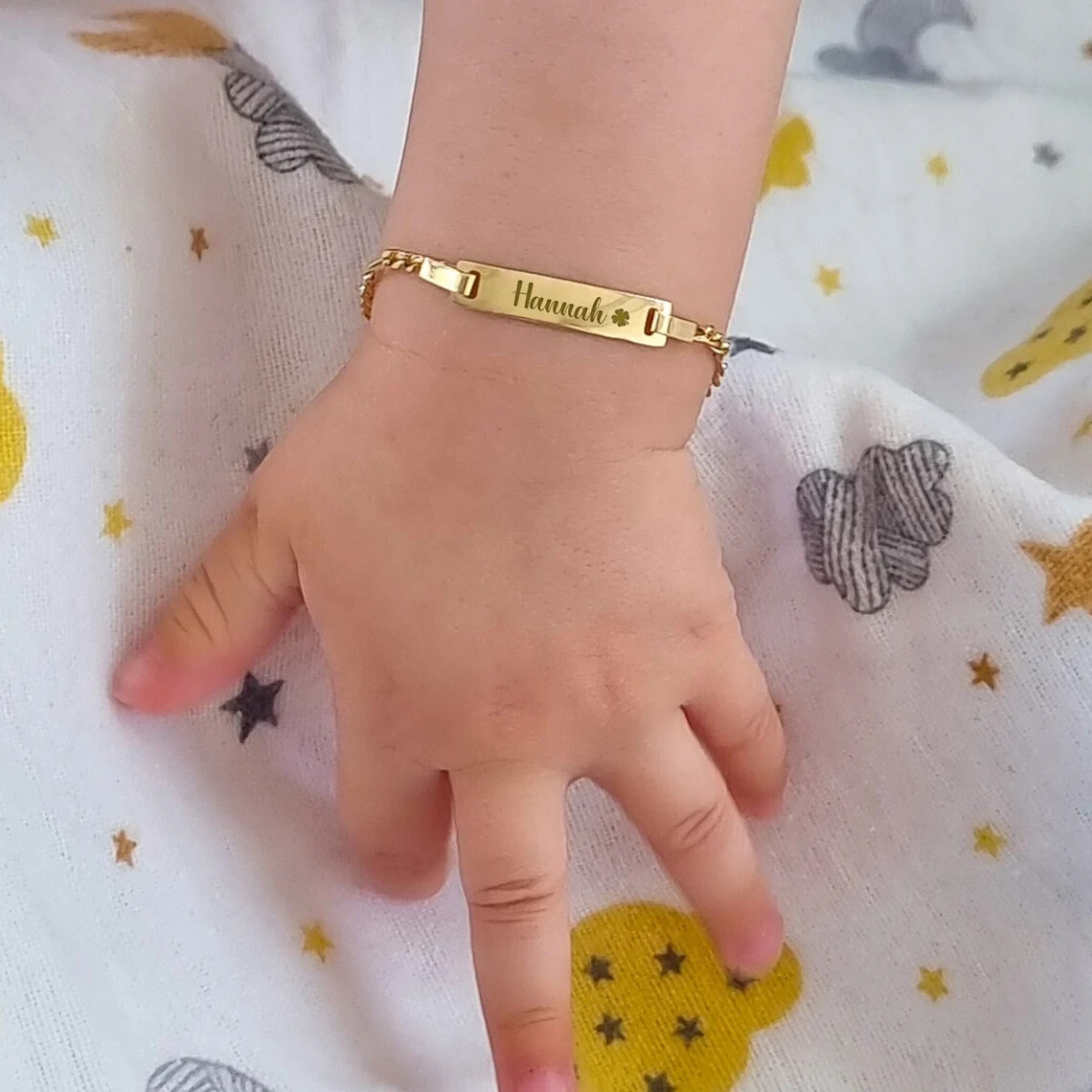 14K Gold Plated Bracelet, Baby Name Custom Baby Boy Bracelet Baby Girl Gift