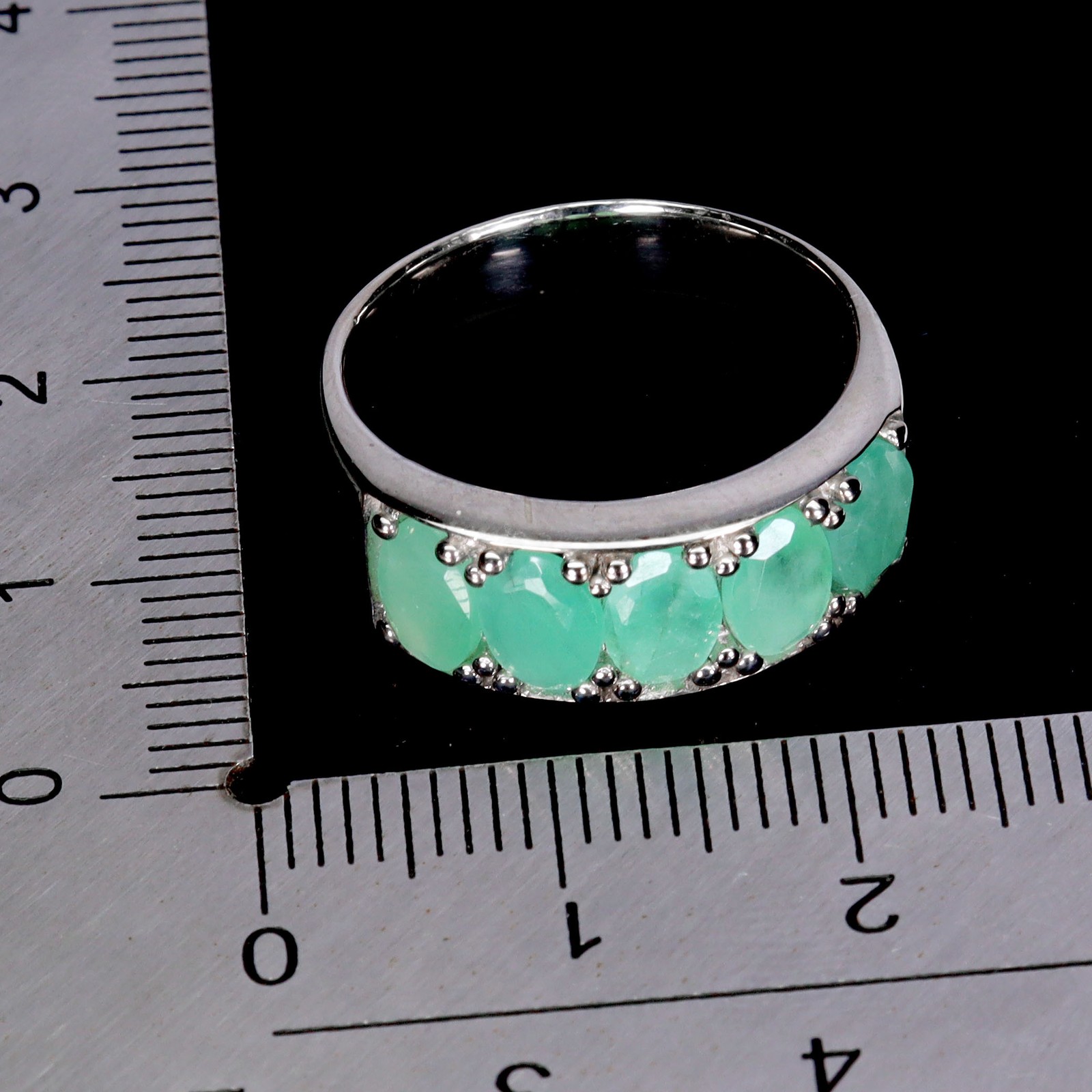 925 Sterling Silver Ring Oval Emerald 6x4mm Natural Gemstone Jewelry Size 8.5