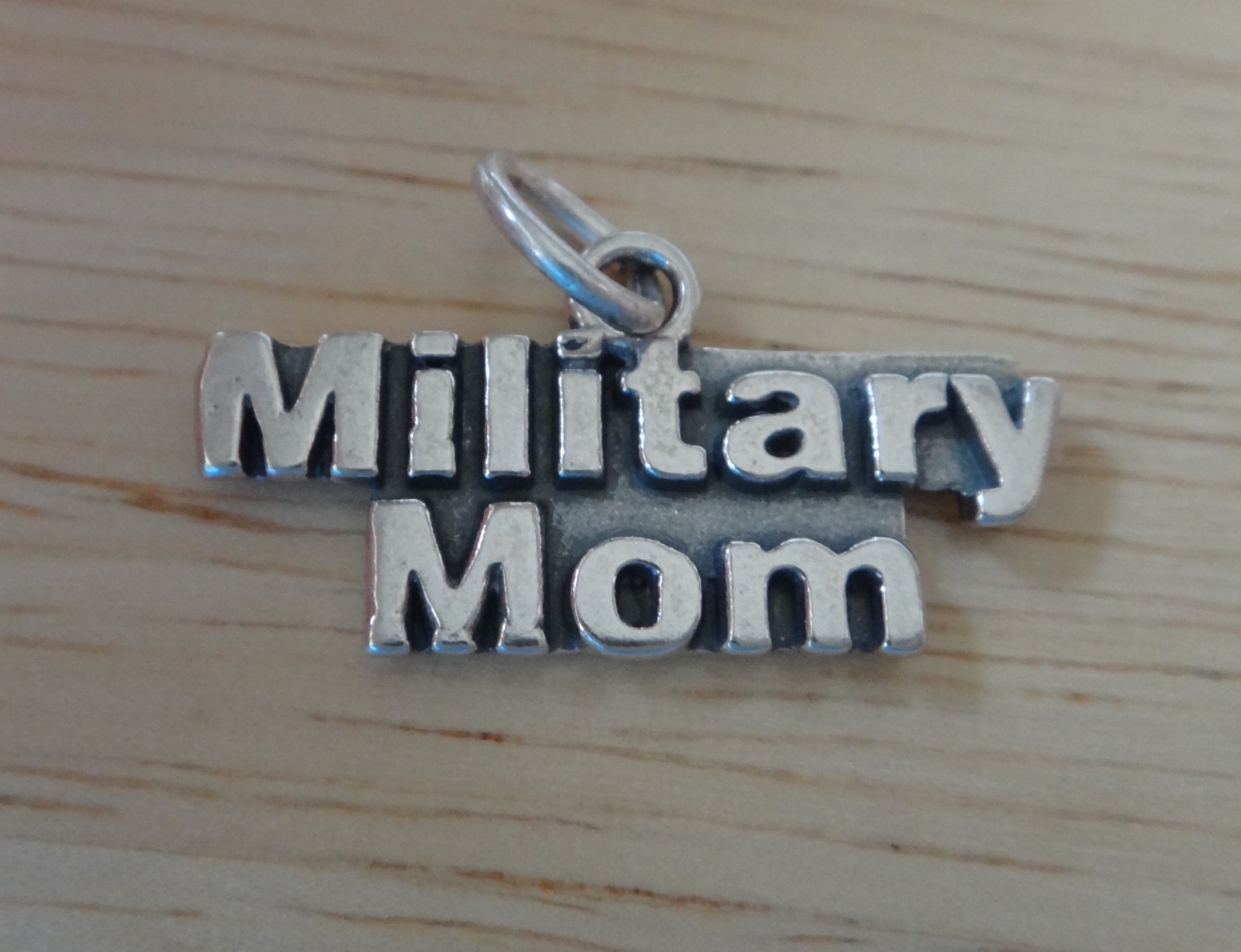 Sterling Silver 13x24mm says Military Mom Army Navy Air Force Marine Charm!