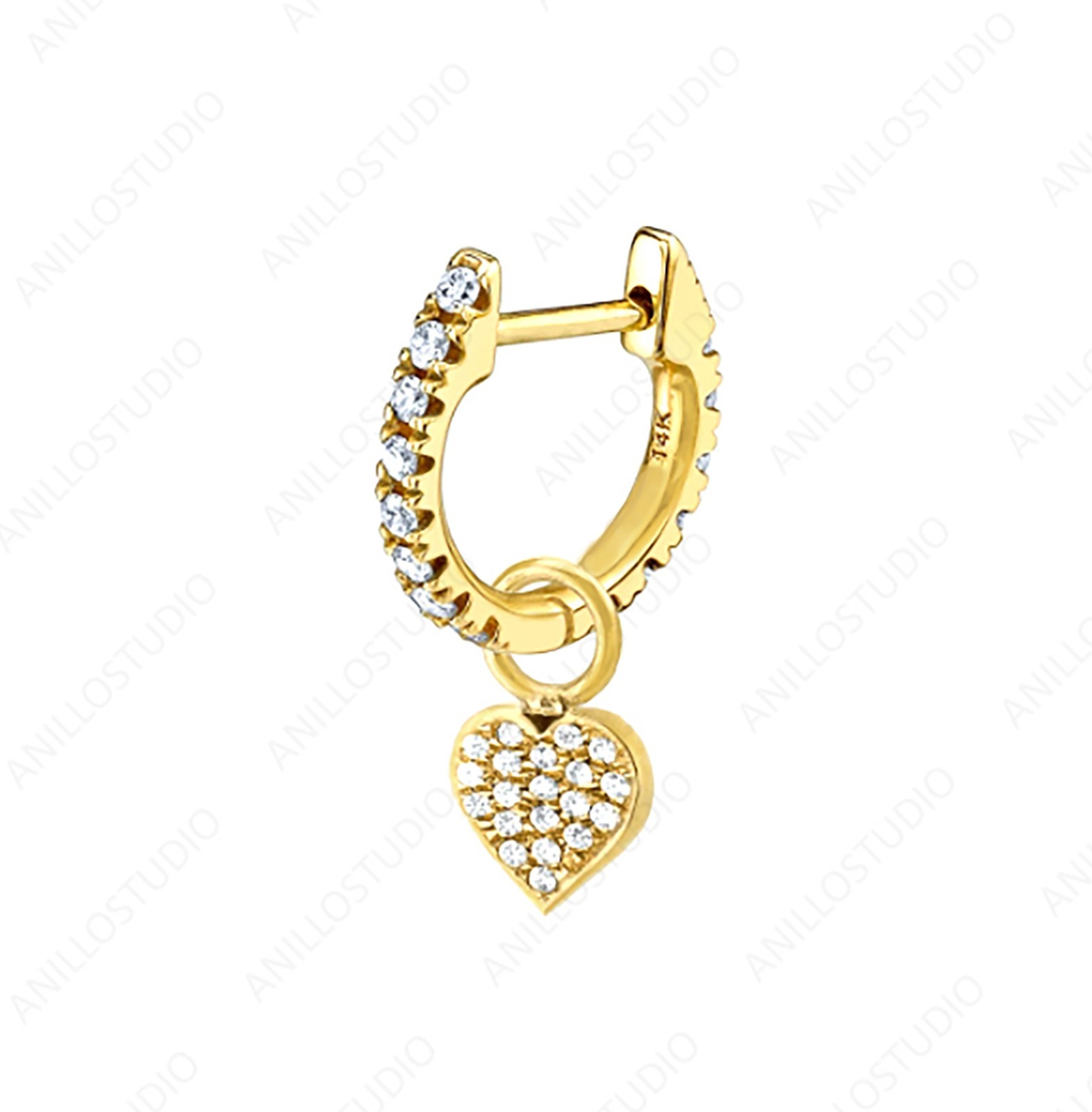 Heart Shape Natural Pave Diamond Tiny Charm Pendent For Necklace & Hoop Earrings