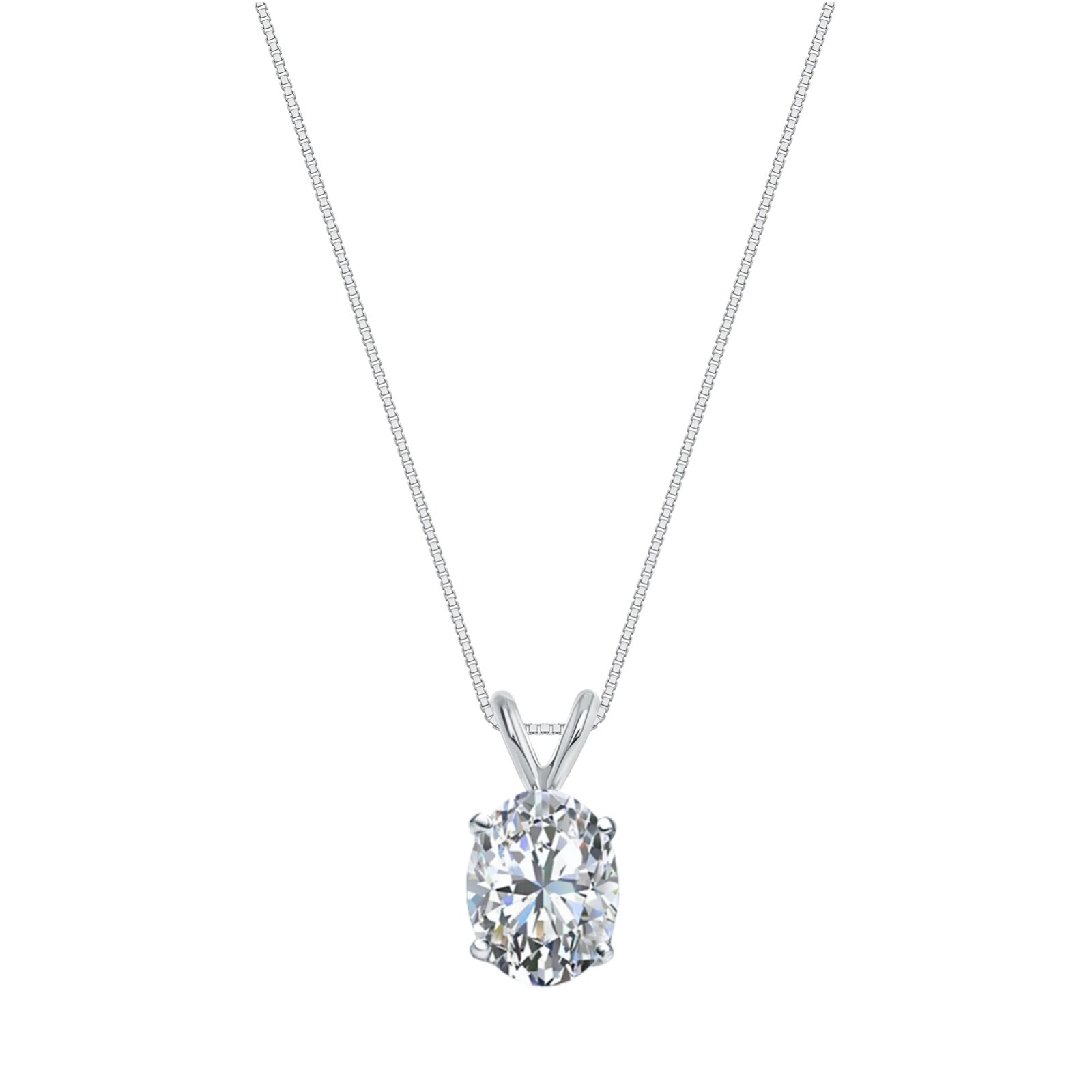 IGI F/VVS 5 Ct Oval Lab Grown Diamond Pendant Necklace Solid 18K White Gold 16″