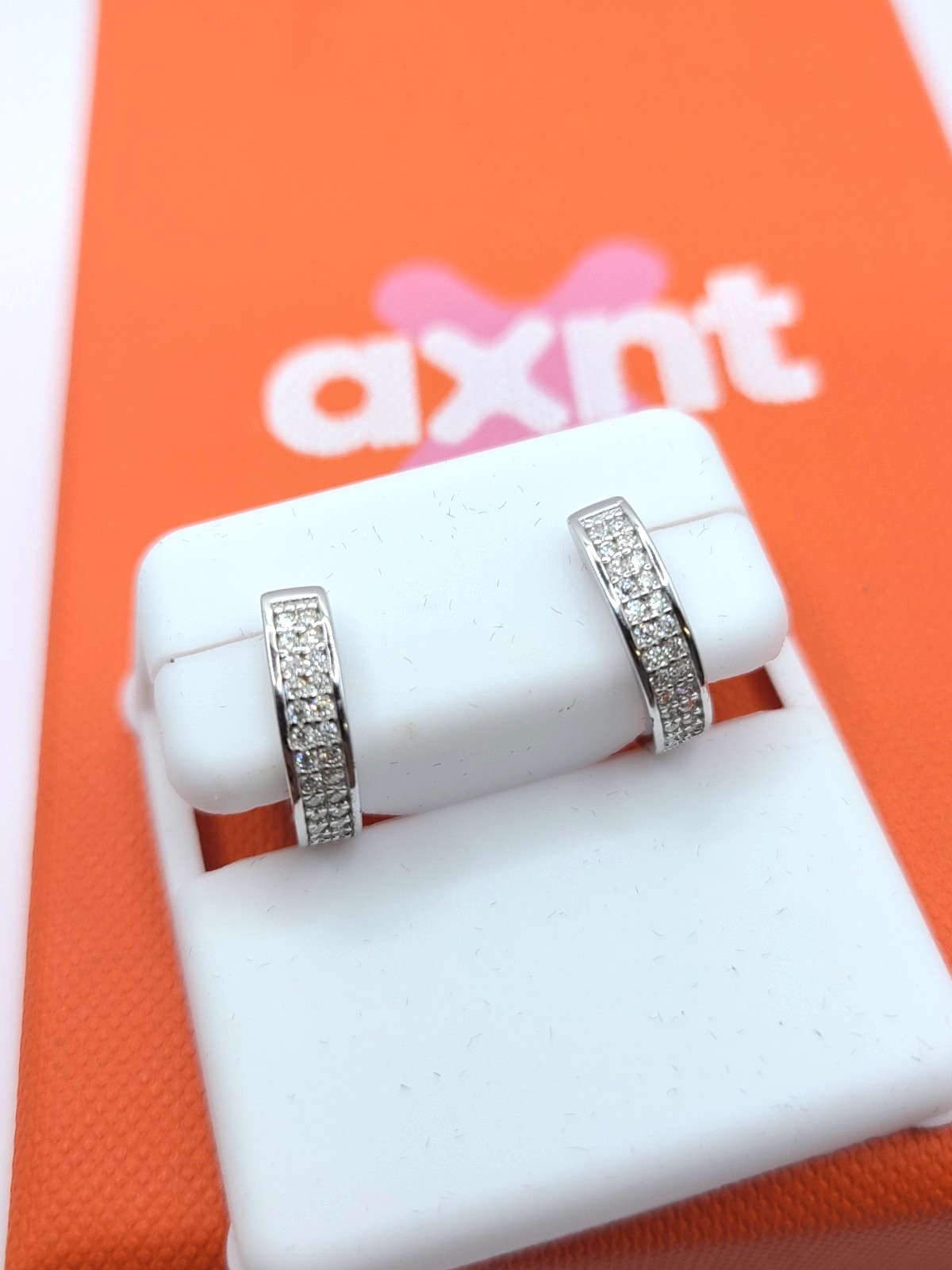 925 Sterling Silver Moissanite Pave 0.75CTW Huggie Hoop Earrings 13mm