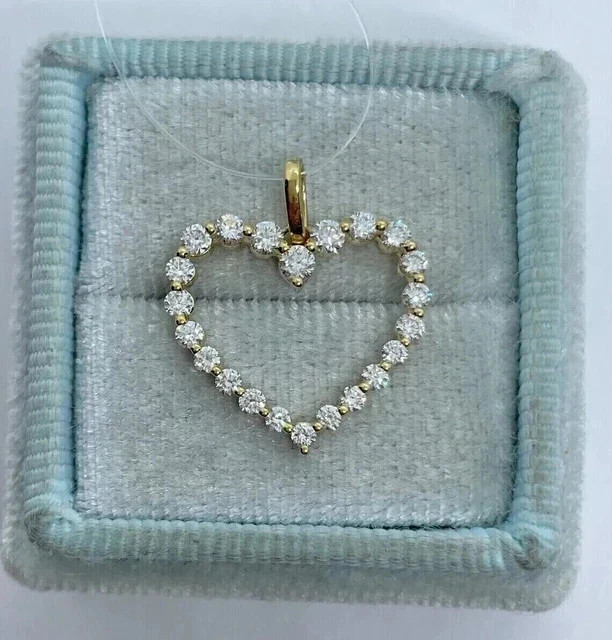 2Ct Round Cut Lab Created Diamond Women’s Heart Pendant 14K Yellow Gold Plated