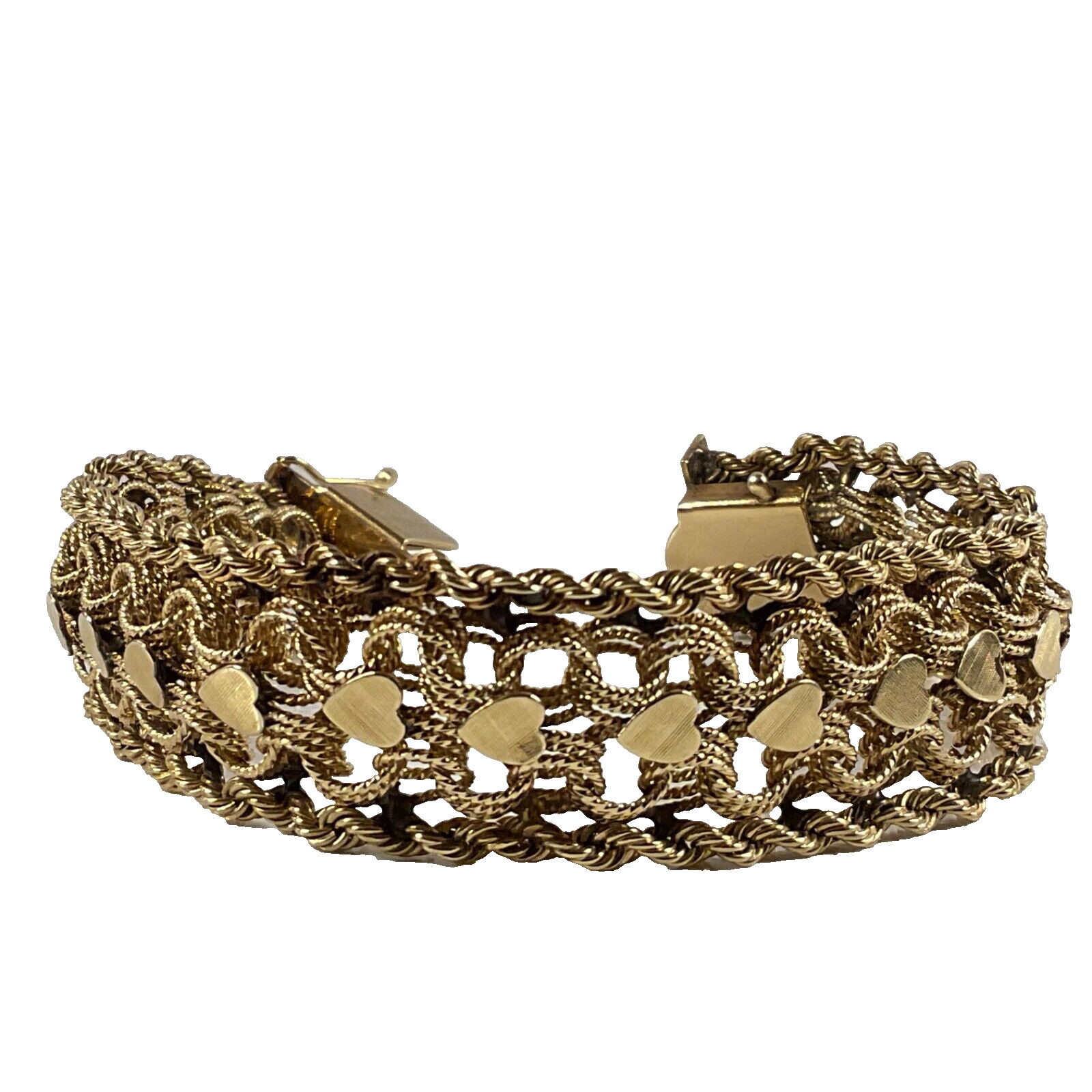 Bracelet Valentine Multi Strand 14K Solid Yellow Gold Connected Loop VTG 47.54g