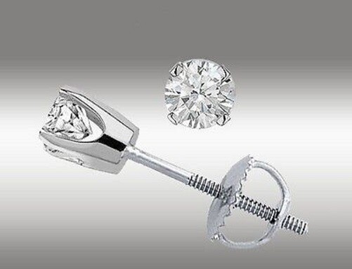 .20 CT GRA Moissanite Stud Earrings – 14K Solid White Gold Everyday Classic Gift