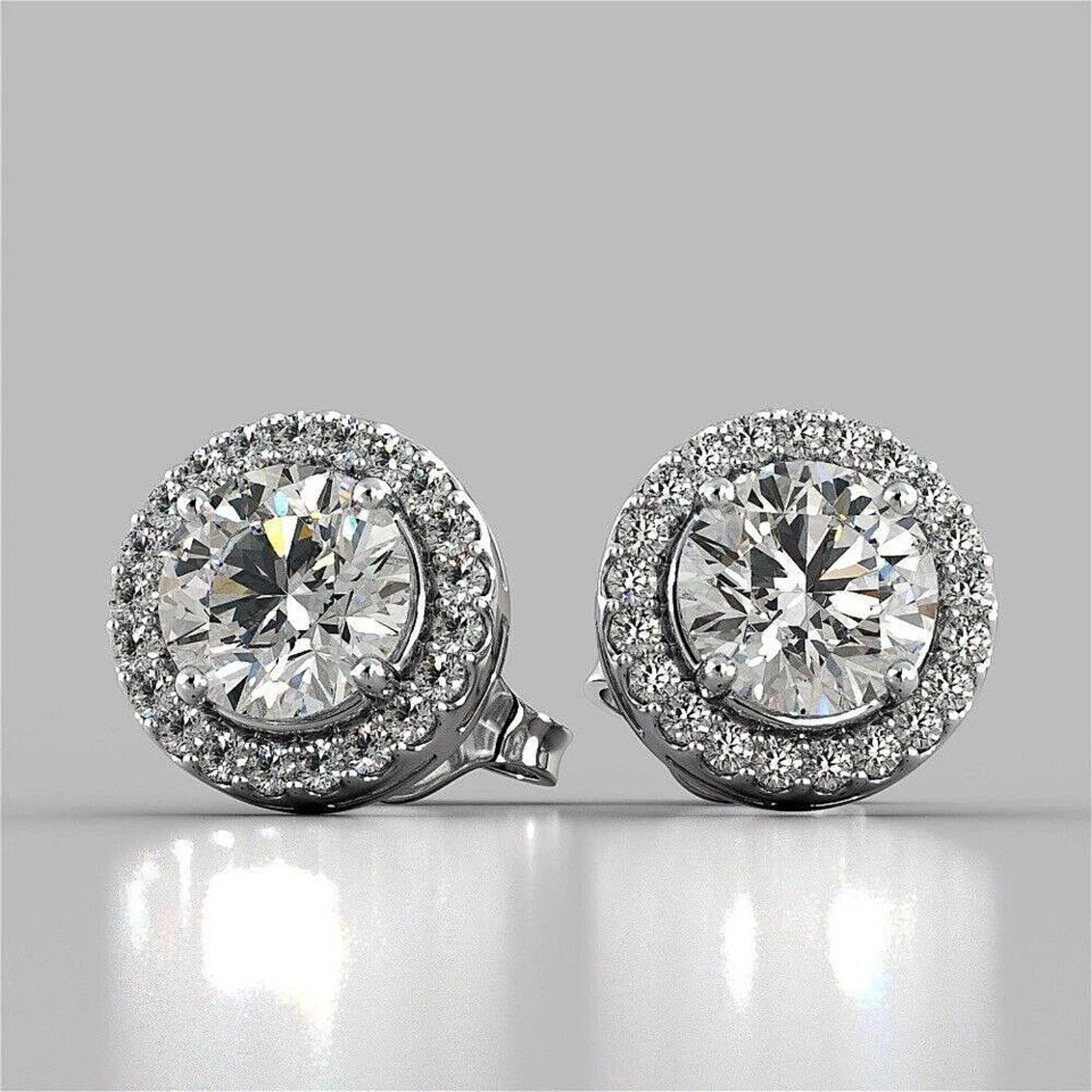 925 Silver 4.00Cts. Round Shape 100% Certified White Diamond Studs – Tariff Free